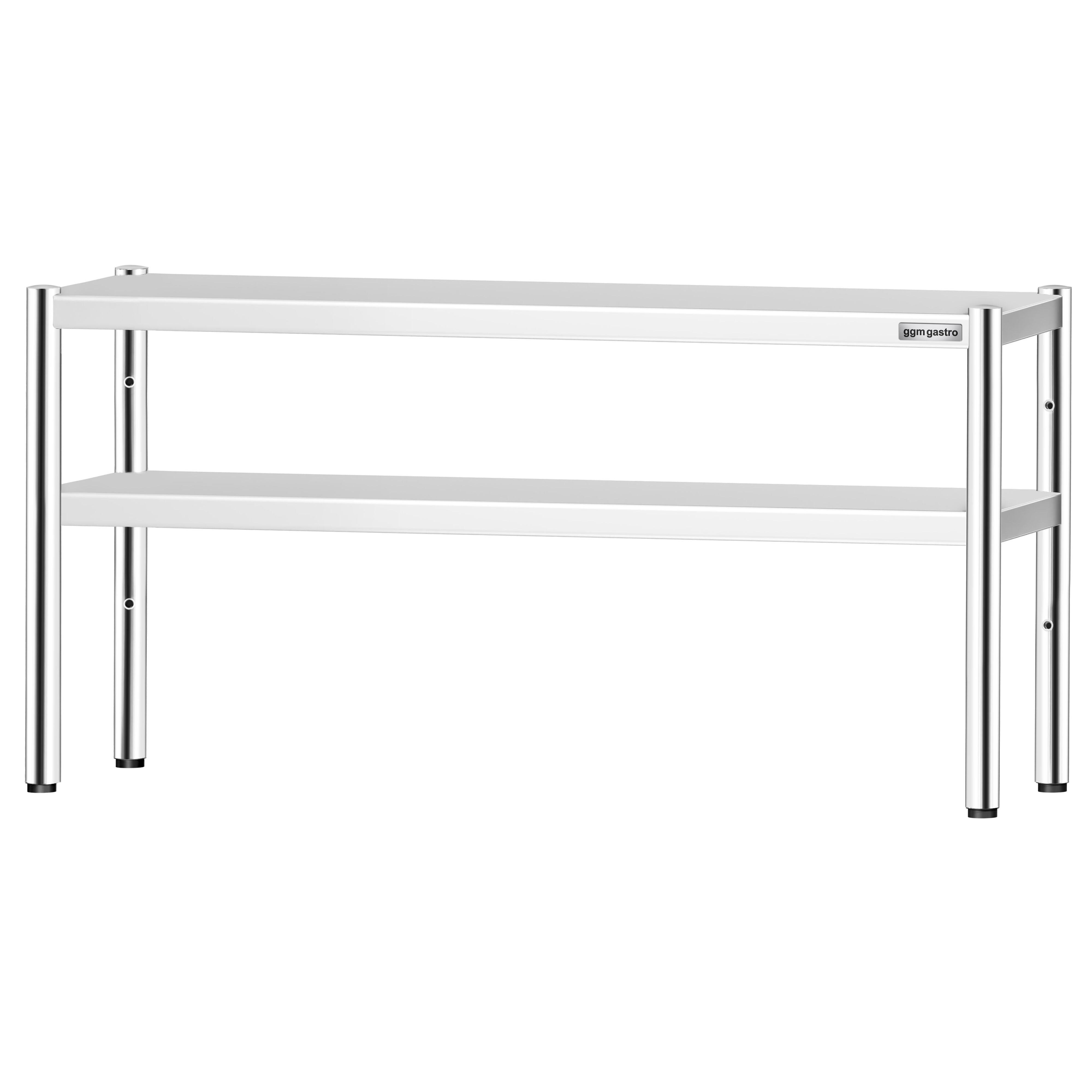 Étagère supérieure en inox – 2 niveaux – 1600 × 370 mm – hauteur réglable