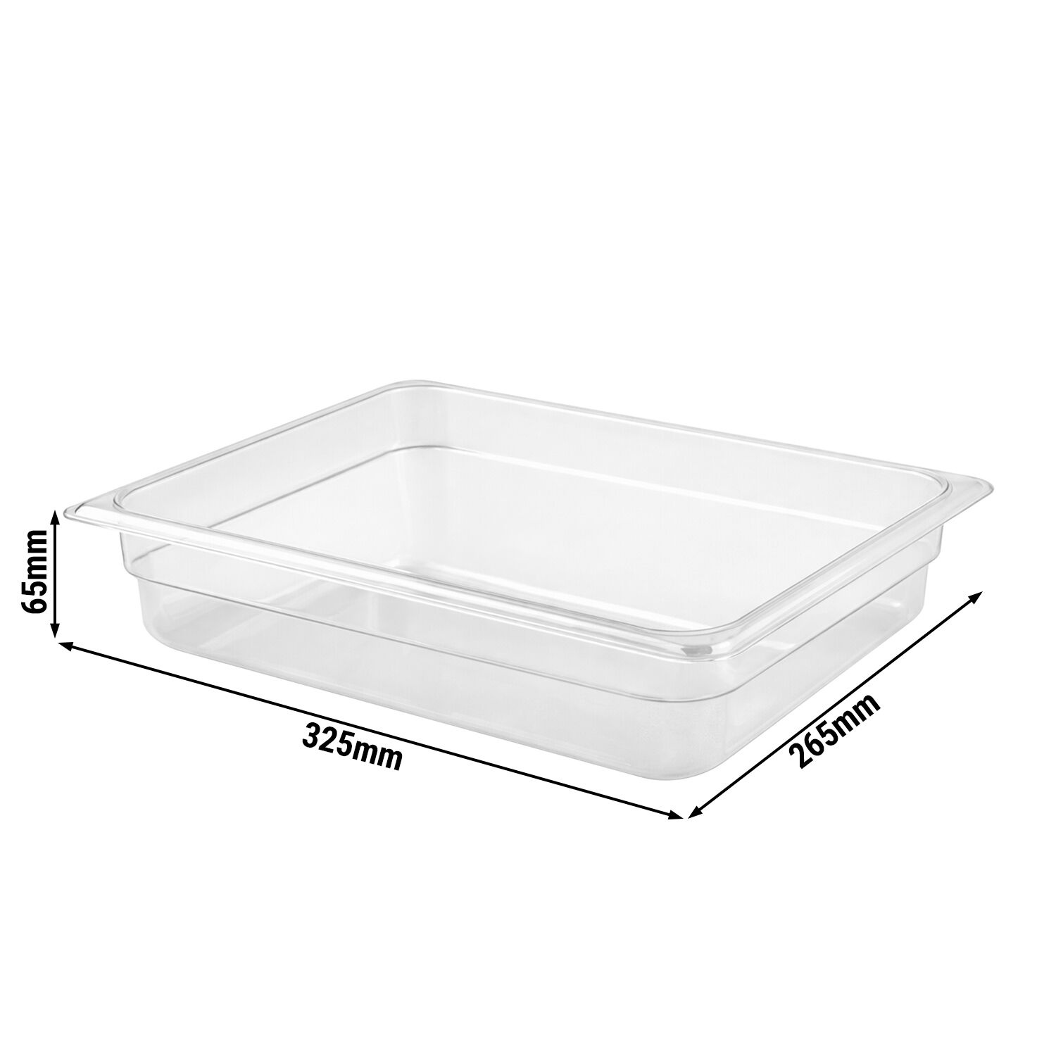 (6 pièces) Bac en Polycarbonate GN 1/2 - Transparent - Hauteur : 65 mm