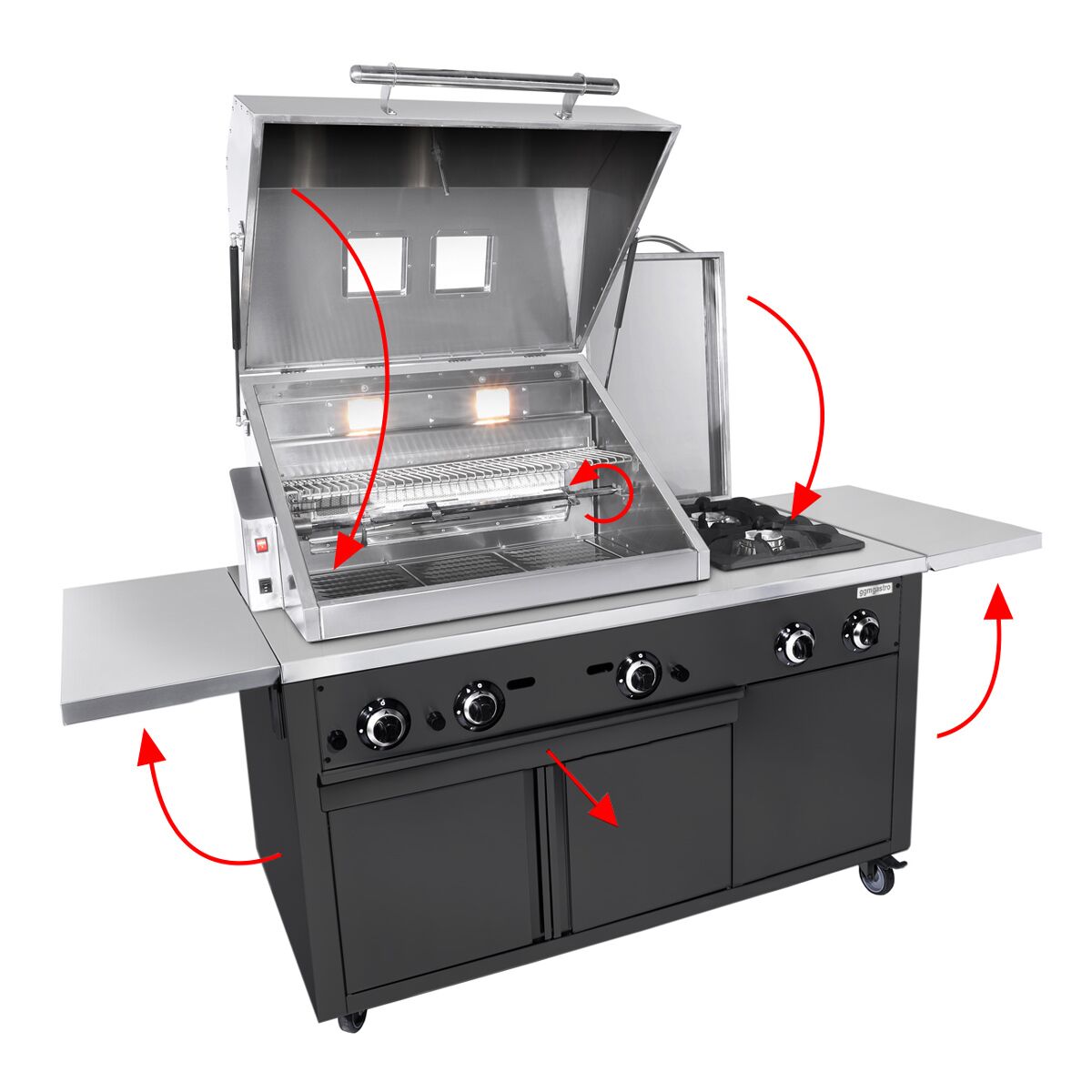 Commercial Gas Chargrill - 22.5kW - Freestanding - 850mm Deep - Black