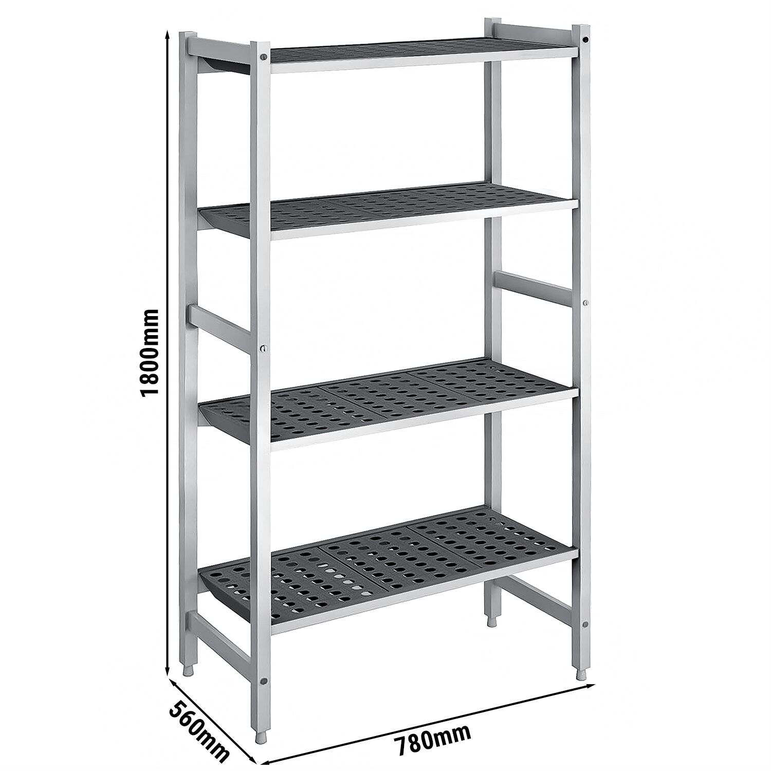 Étagère de base en aluminium - 780 x 1800 mm - Capacité de charge : 900 kg