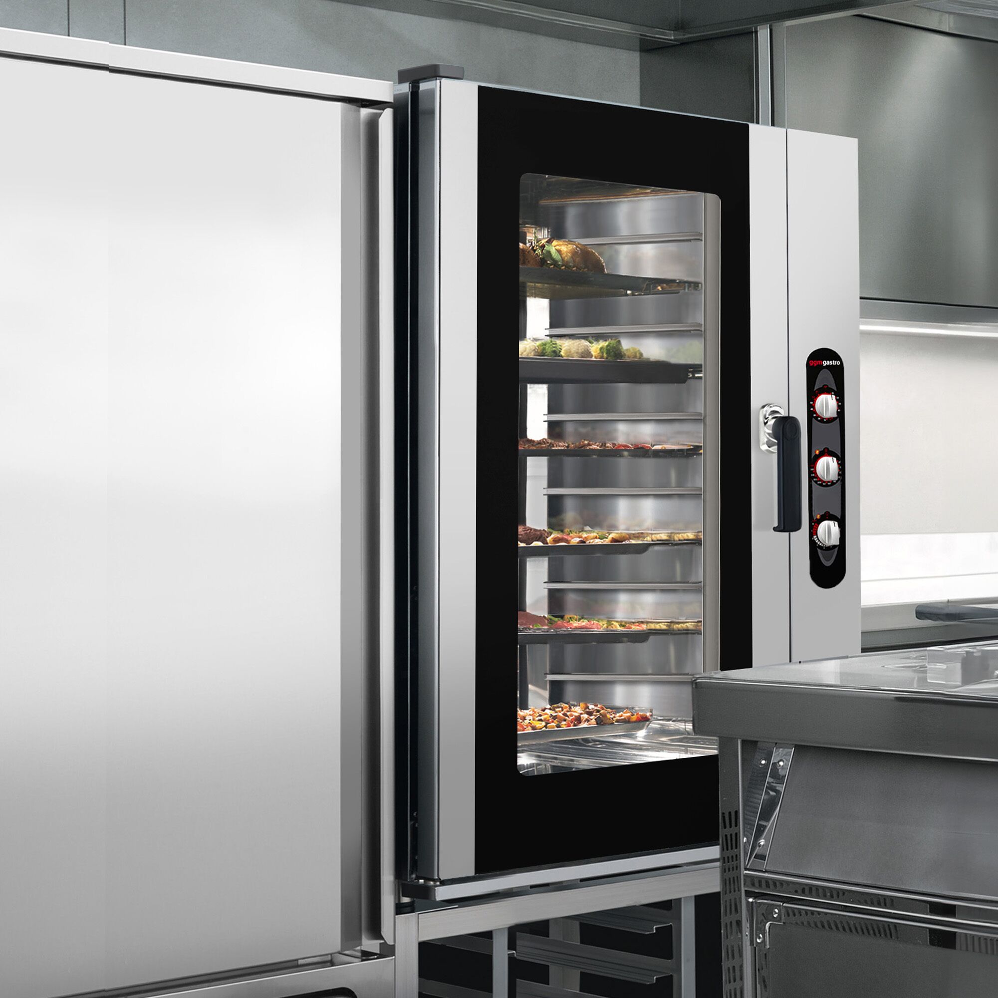 Bakery-Electric Commercial Combi Oven - Manual Controls - 10x EN 600x400 - incl. Direct steam injection, Humidity control, Halogen lighting
