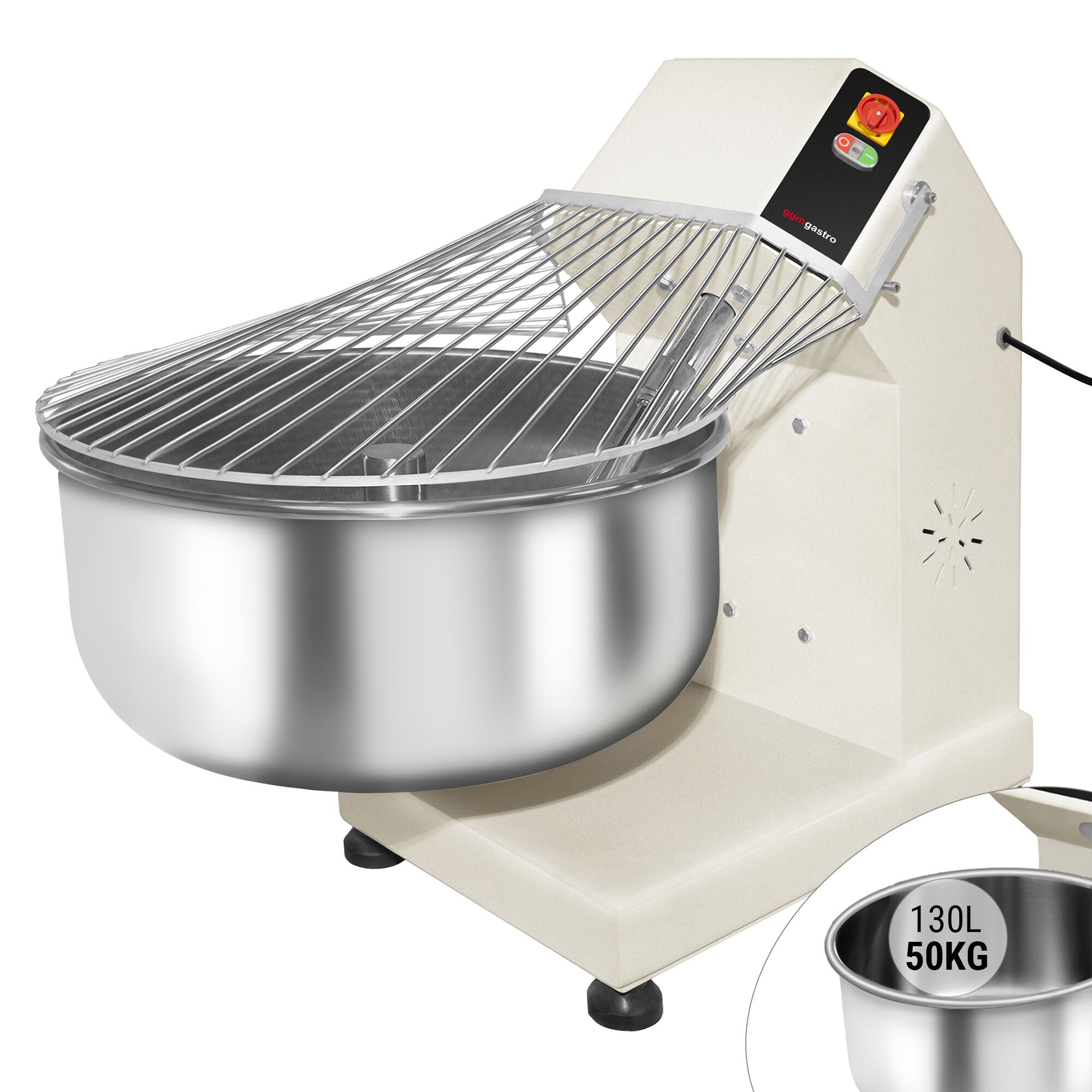 Pétrin à Pâte / Pétrin à spirale - 130 Litres / 50 kg - avec Cuve Fixe - 400 V
