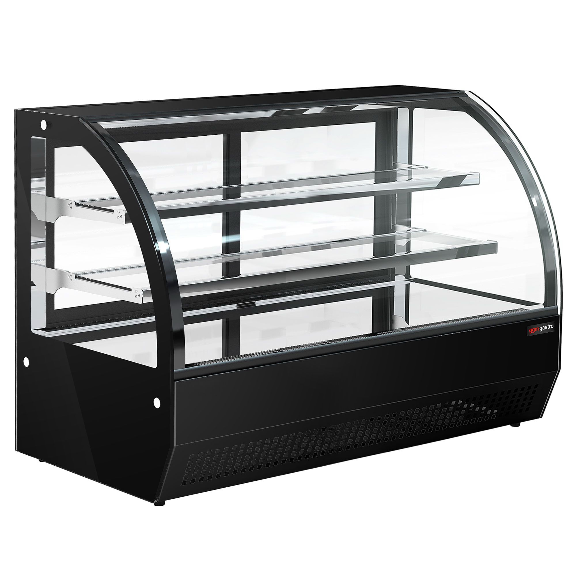 Vitrine réfrigérée de table - 140L - 900mm - Double vitrage - avec 2 étagères en verre - portes coulissantes vitrées arrière - Noir