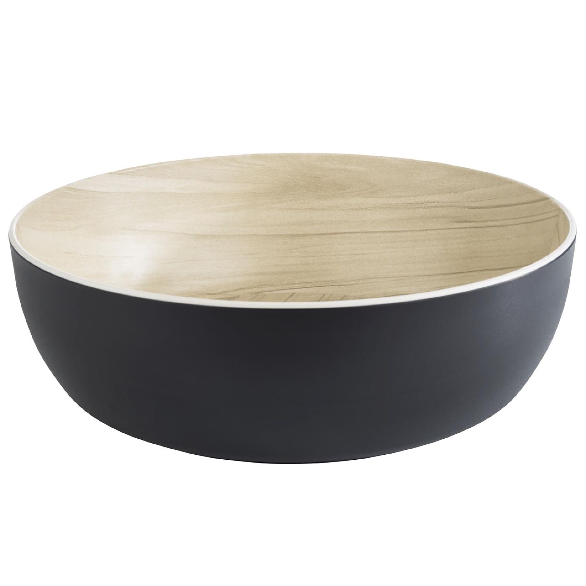 (6 stuks) Schaal - FRIDA - Melamine - 4,7L - rond - Ø300mm - stapelbaar - Zwart/Beige