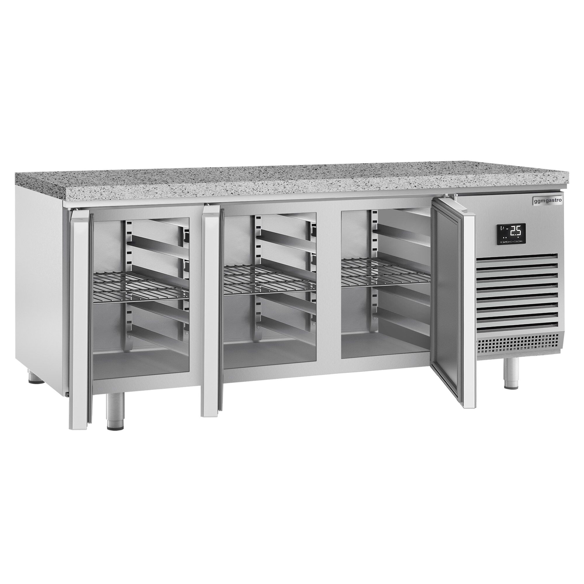 Bakery Counter Fridge PREMIUM PLUS - 2185x800mm - with 6 doors - granite worktop - capacity 610 litres