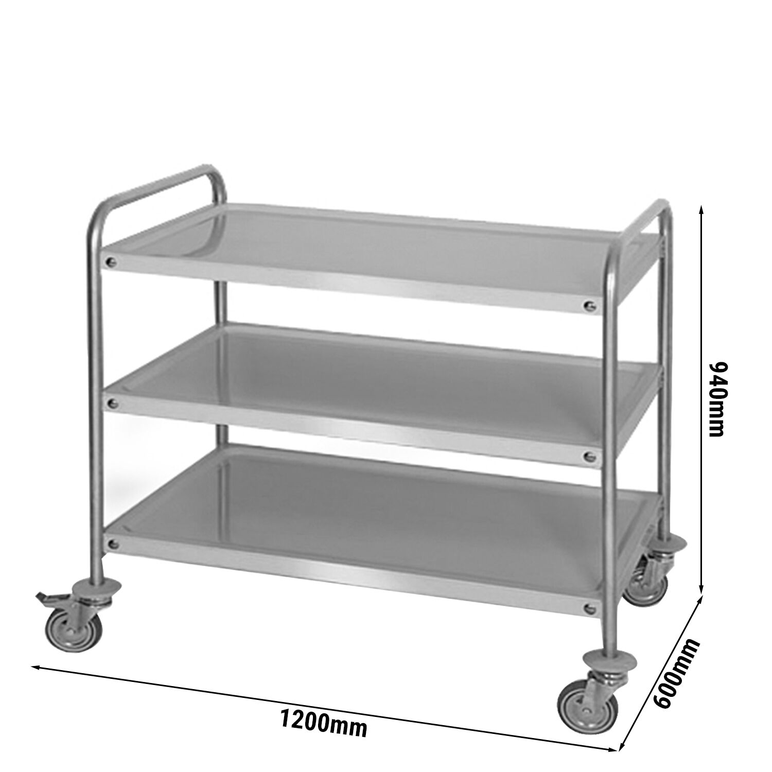 Chariot de service – 1200x600 mm – avec 3 surfaces de rangement
