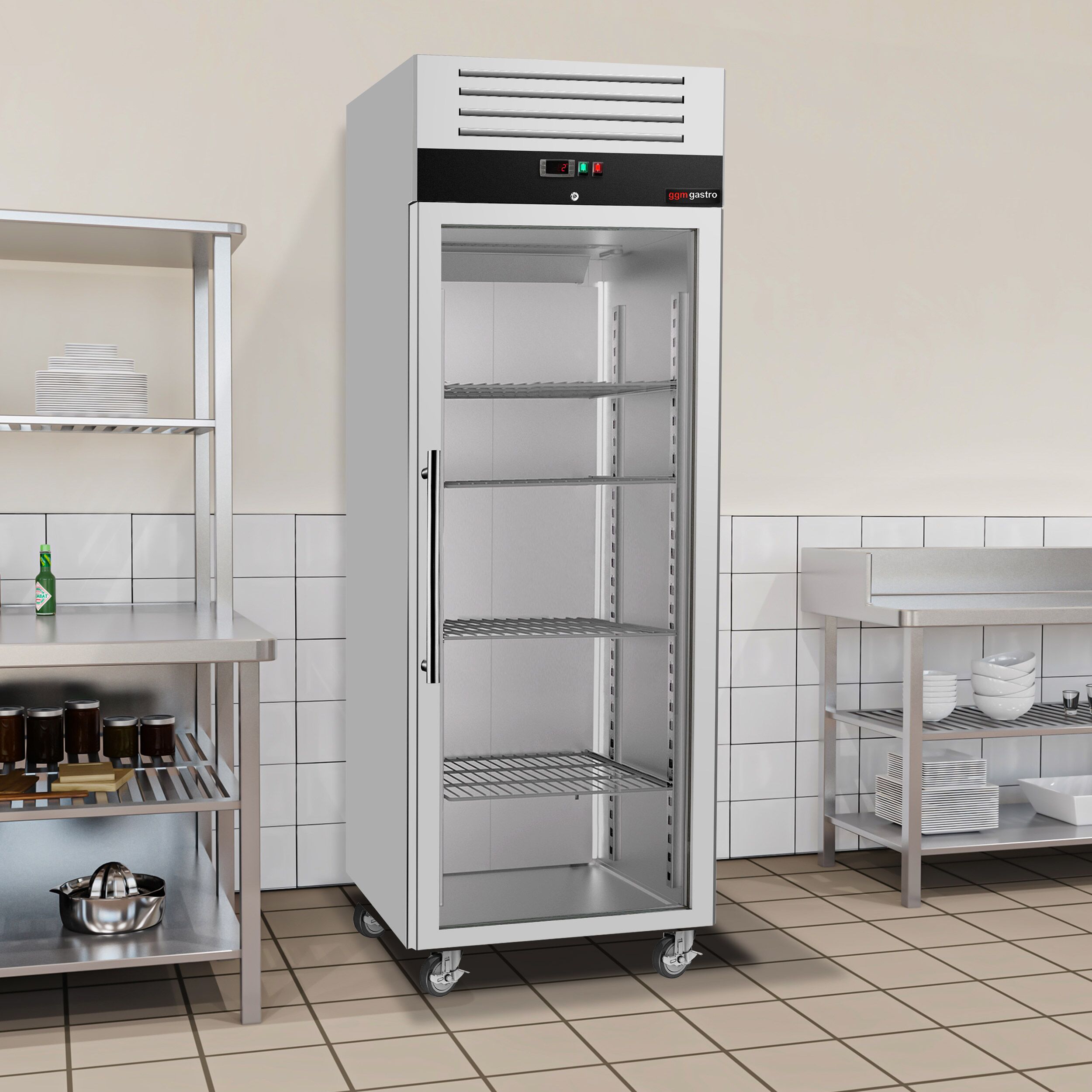 Kühlschrank Edelstahl ECO - GN 2/1 - 700 Liter - mit 1 Glastür