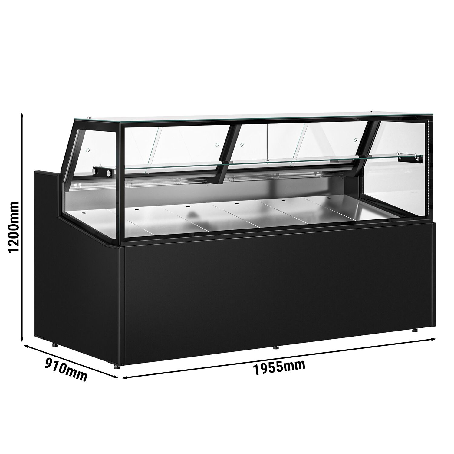 Comptoir vitrine réfrigérée - 1955x910mm - +0/+5°C - 254L - 1 étagère - Double vitrage