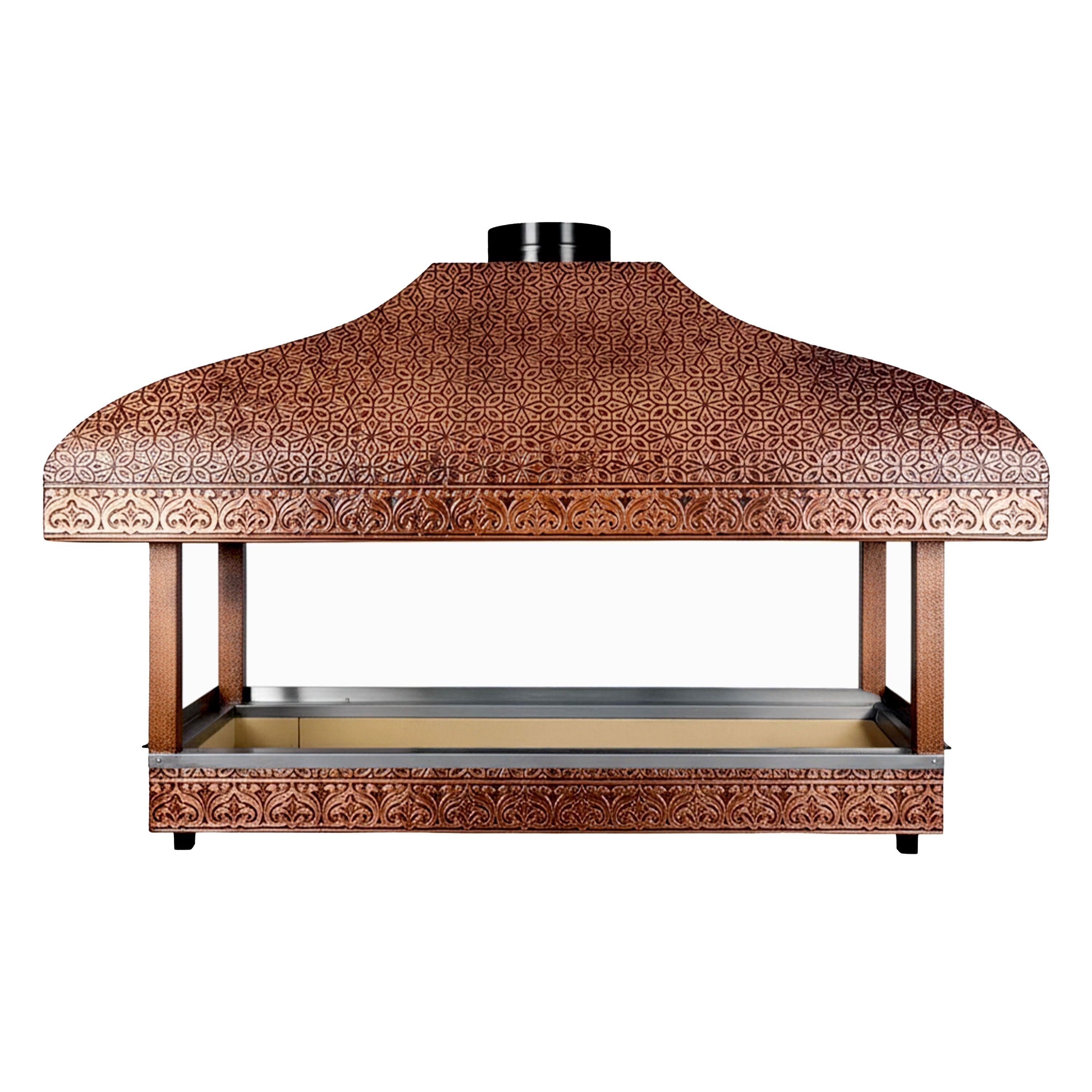 Copper Charcoal Grill - 2000mm - Grill grate: 1800x500mm