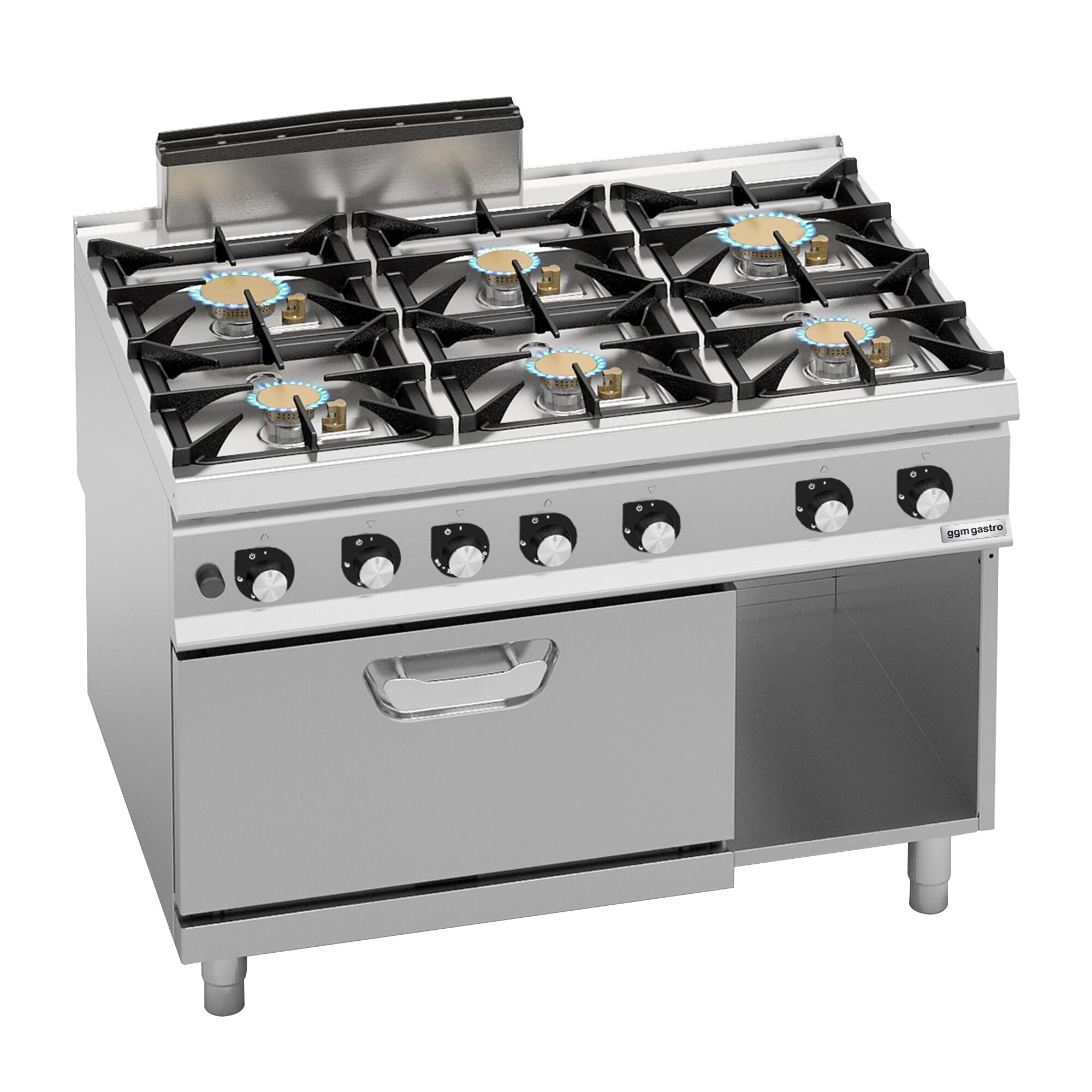 Fourneau à gaz – 60 kW – 6 brûleurs – avec four à gaz statique – 7,8 kW – modèle haute performance