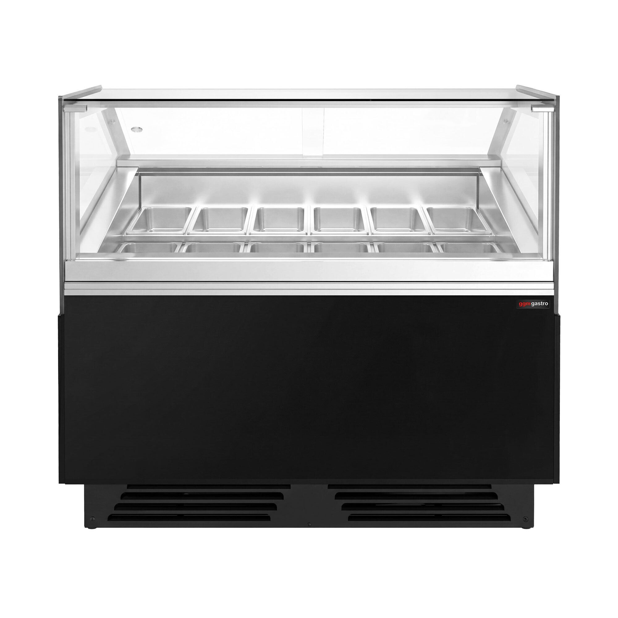 Vitrine à glace ADAM – 1200 mm – refroidissement ventilé – pour 12 bacs à glace de 5 litres ou 8 bacs de 7 litres – Noir