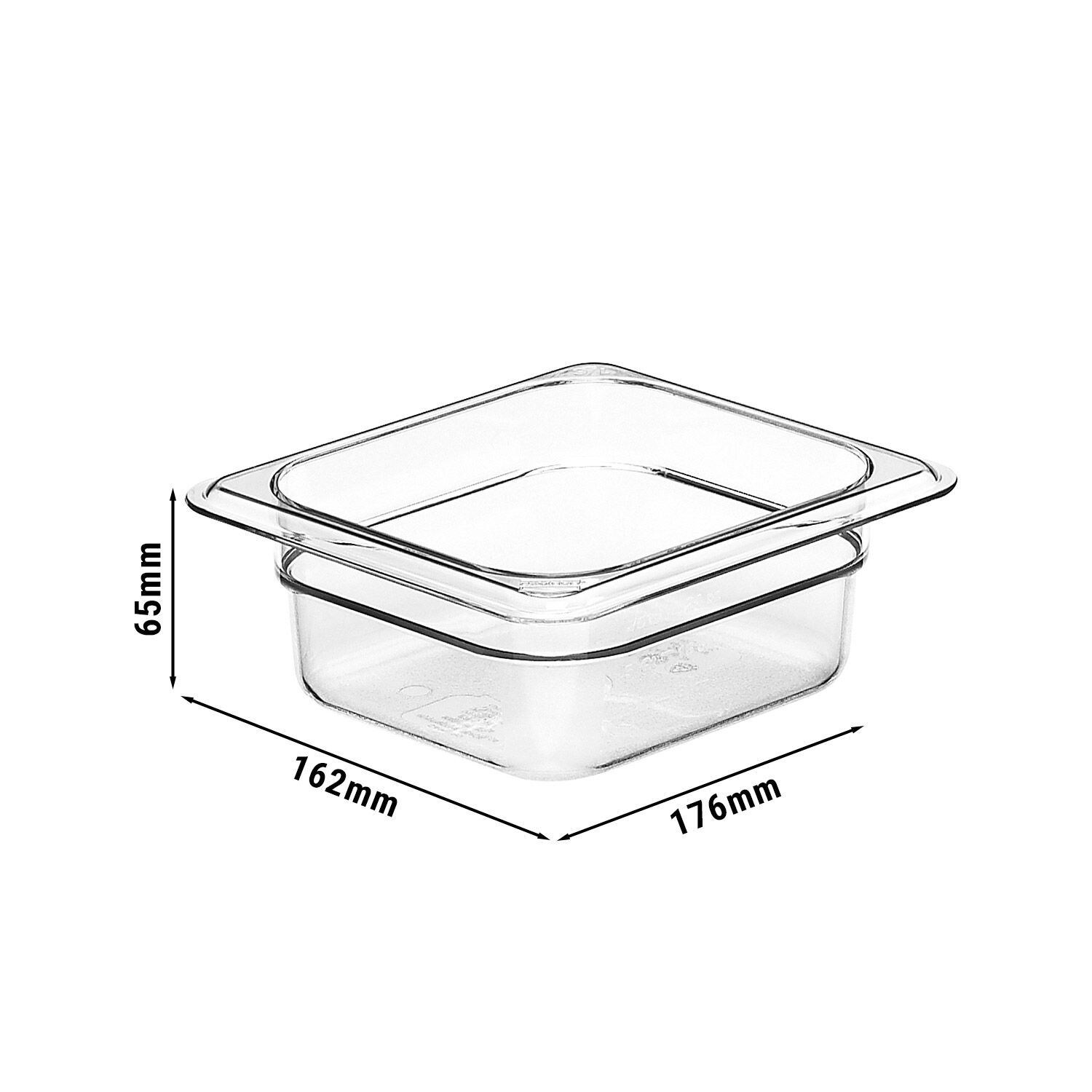 (6 pièces) CAMBRO | Camview® - Bac GN 1/6 en copolymère - Transparent - Hauteur : 65 mm - Sans BPA