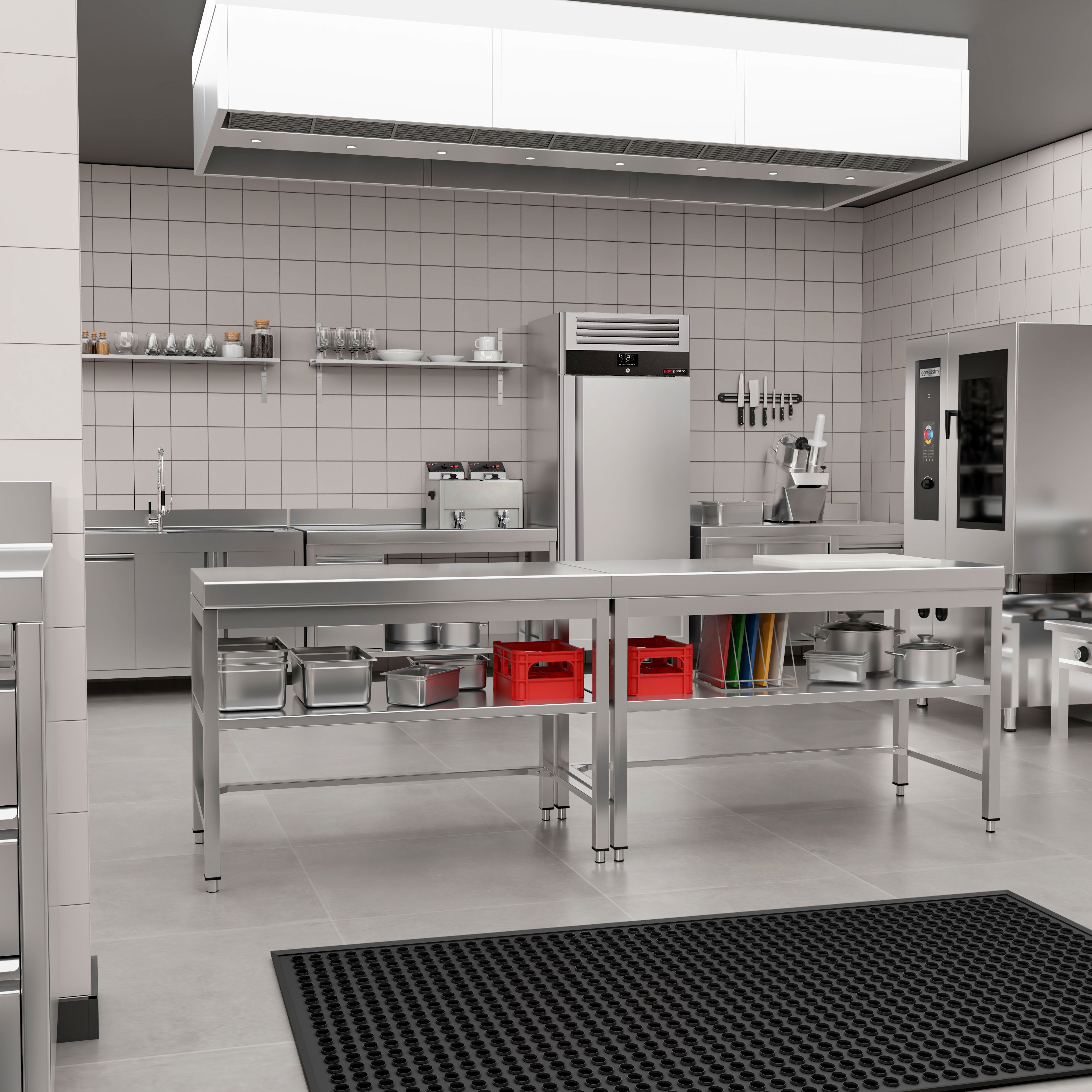 Table de travail inox PREMIUM - 1000 x 700 mm - avec tablette inférieure & Renforts