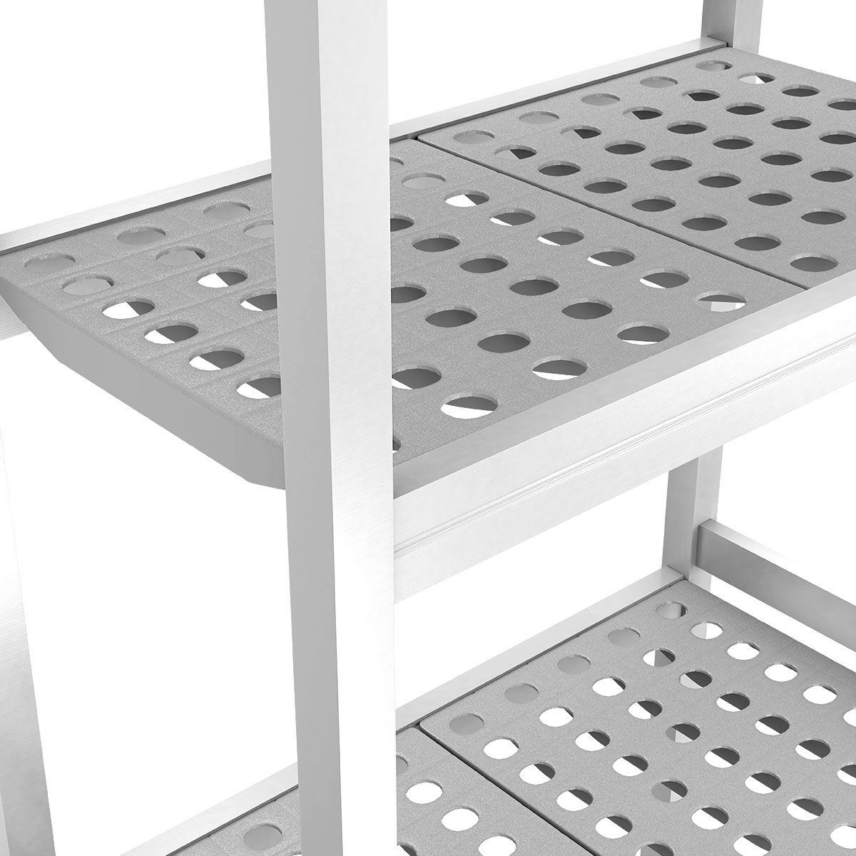 Scaffale in alluminio anodizzato - 1070x1800mm - Profondità: 360mm - con 4 ripiani (REGOLABILI) - Portata: 120kg per ripiano