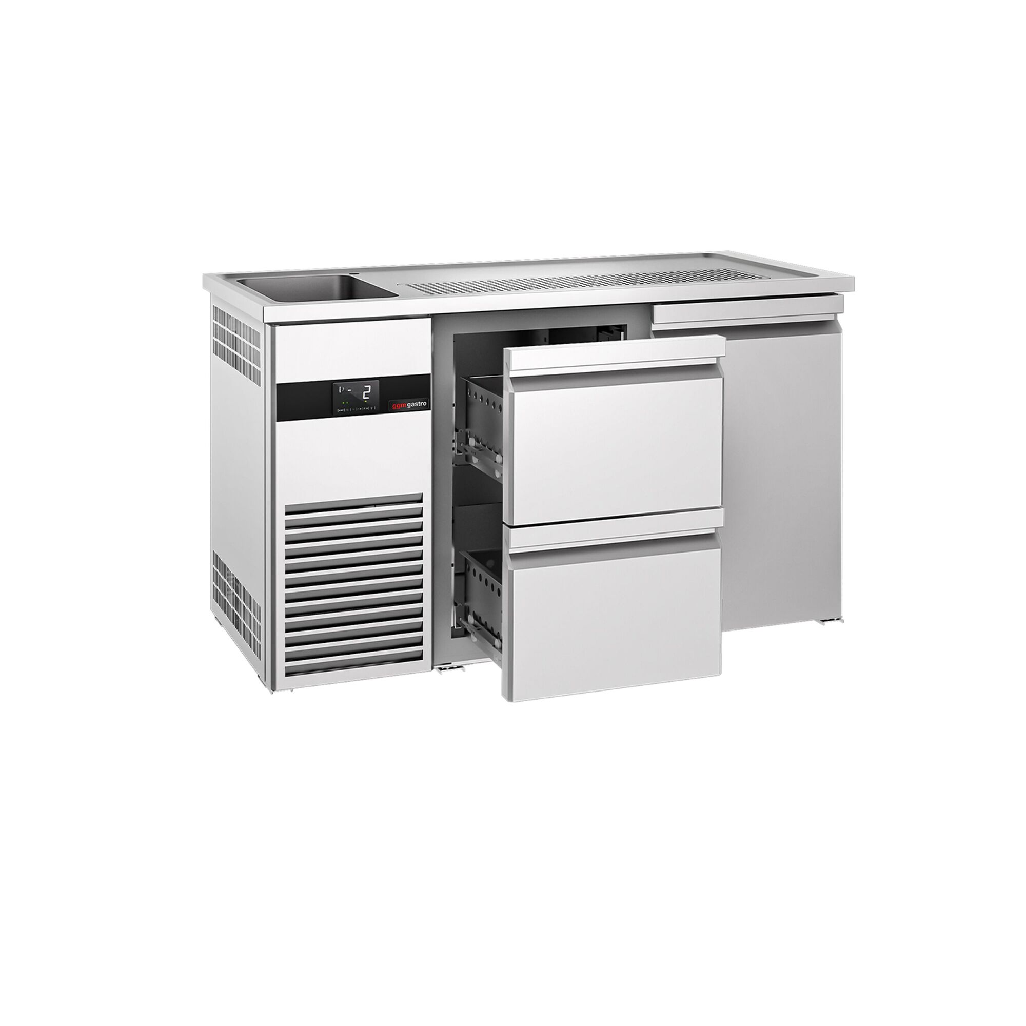 Comptoir de bar réfrigéré PREMIUM - 1550x700 mm - 1 porte et 2 tiroirs