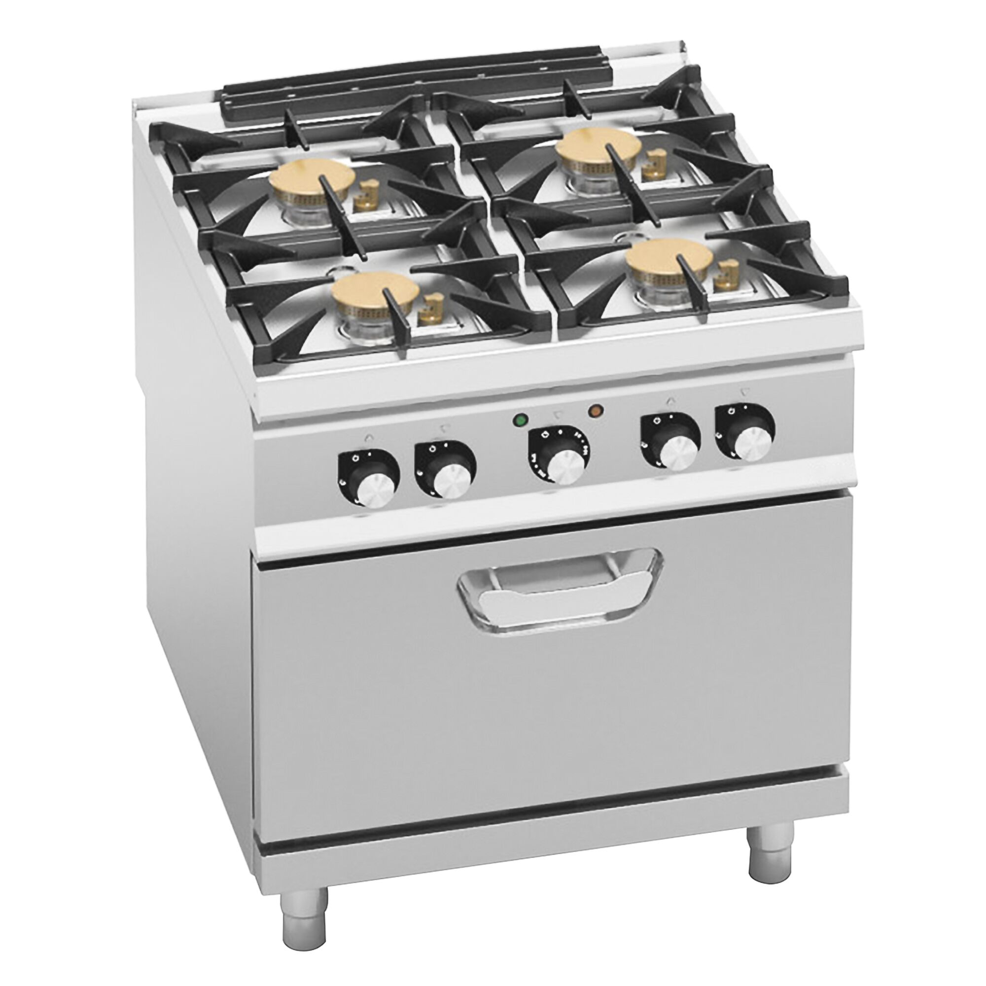 Fourneau à gaz – 40 kW – 4 brûleurs – avec four électrique à convection – 4,68 kW – modèle haute performance