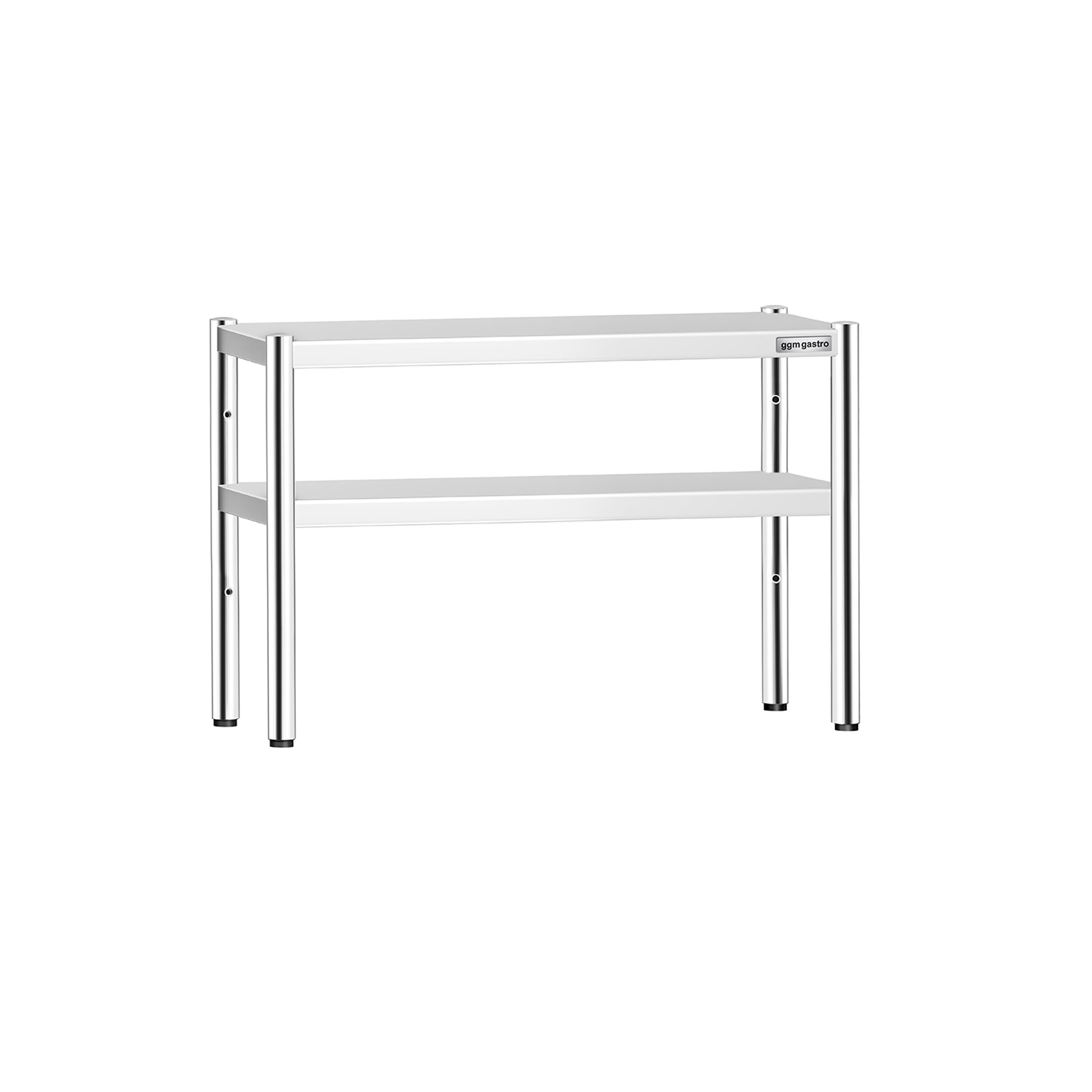 Étagère supérieure en inox – 2 niveaux – 1200 × 370 mm – hauteur réglable