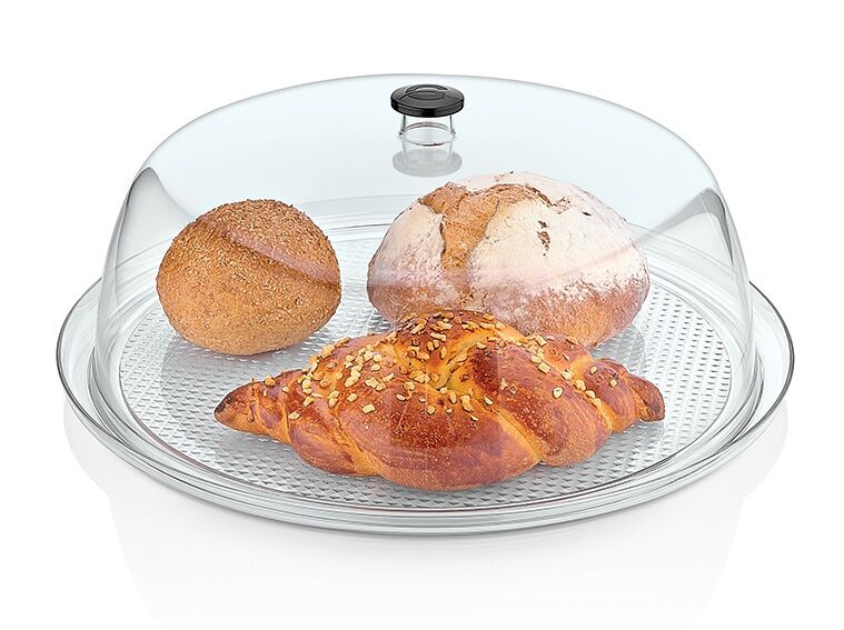 Cloche de présentation - Dôme - Polycarbonate - 390x390mm - Hauteur:150mm - rond - incl. plateau rond
