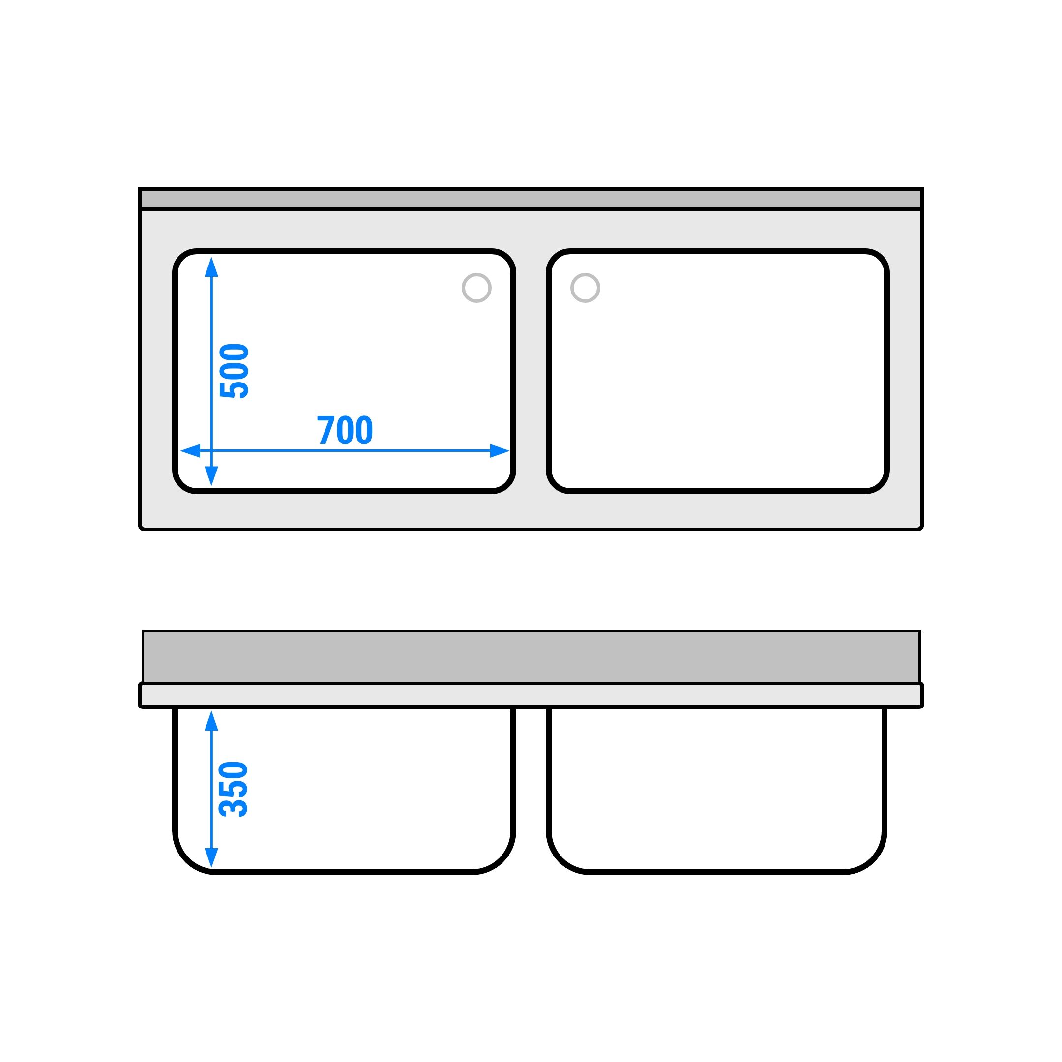 ECO pot washing cabinet – 1600 x 700 mm – with 2 basins
