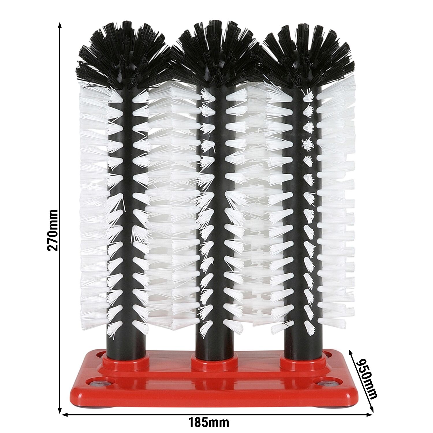 (2 pièces) FUCHS | DELFIN® Brosse à laver les verres - 3x240mm - avec plaque de fond en plastique - 1-2-3