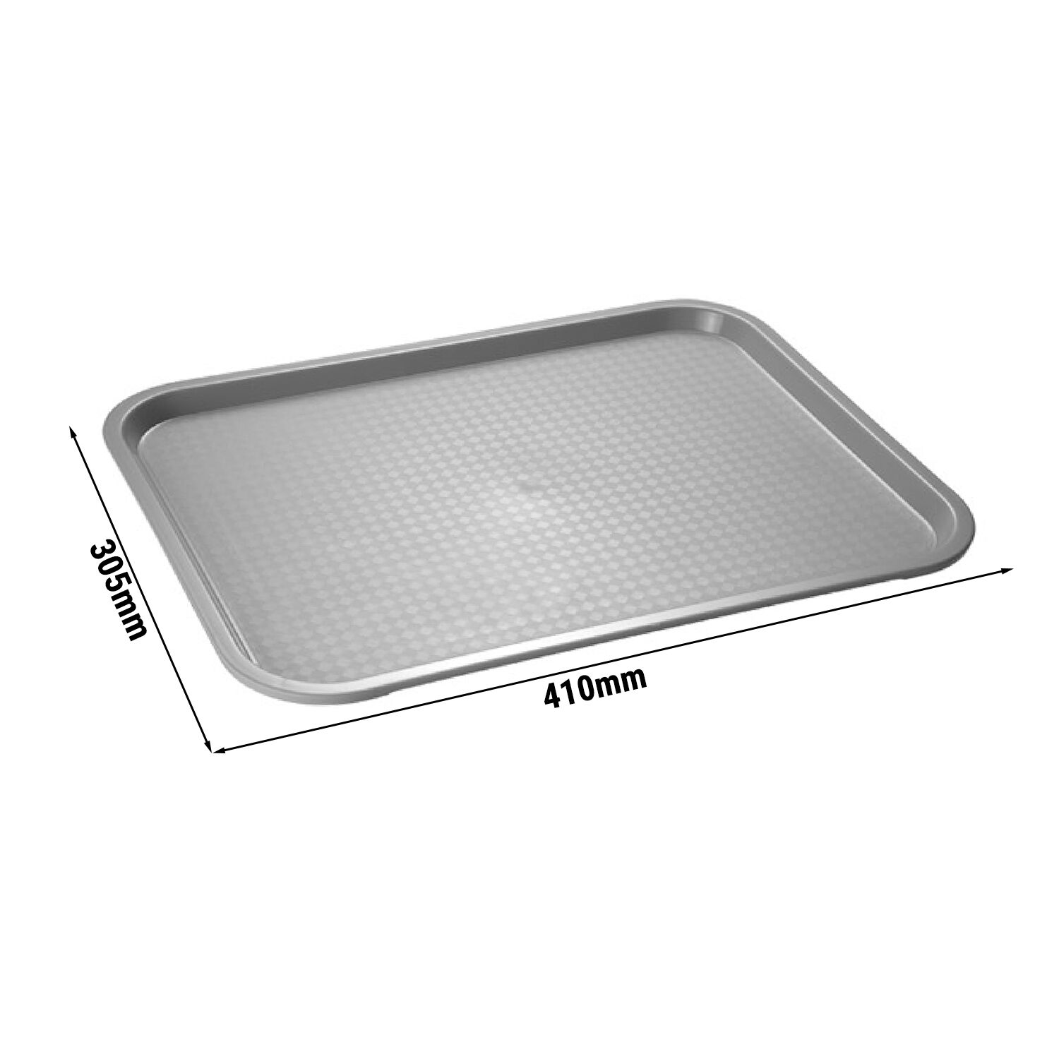 (6 pièces) Plateau FAST FOOD – polypropylène – 410×305 mm – Gris