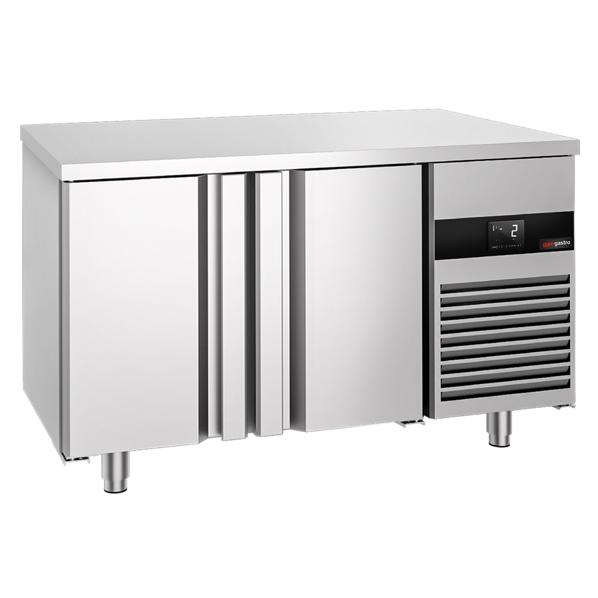 Commercial Counter Fridge - 1400x700mm - with 2 doors - glass doors - capacity 281 litres