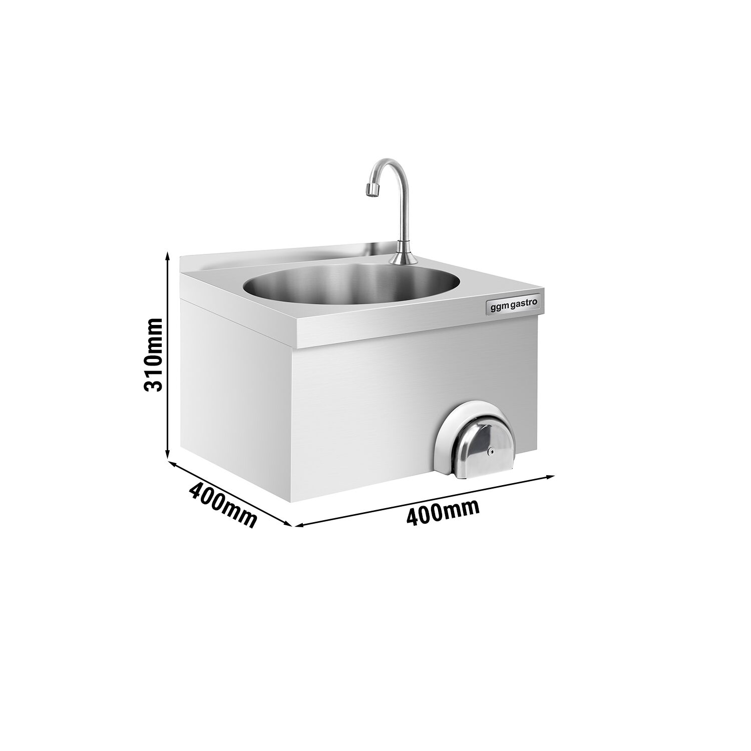 Lave-mains - Acier inoxydable - avec commande fémorale (raccordements eau froide & eau chaude)