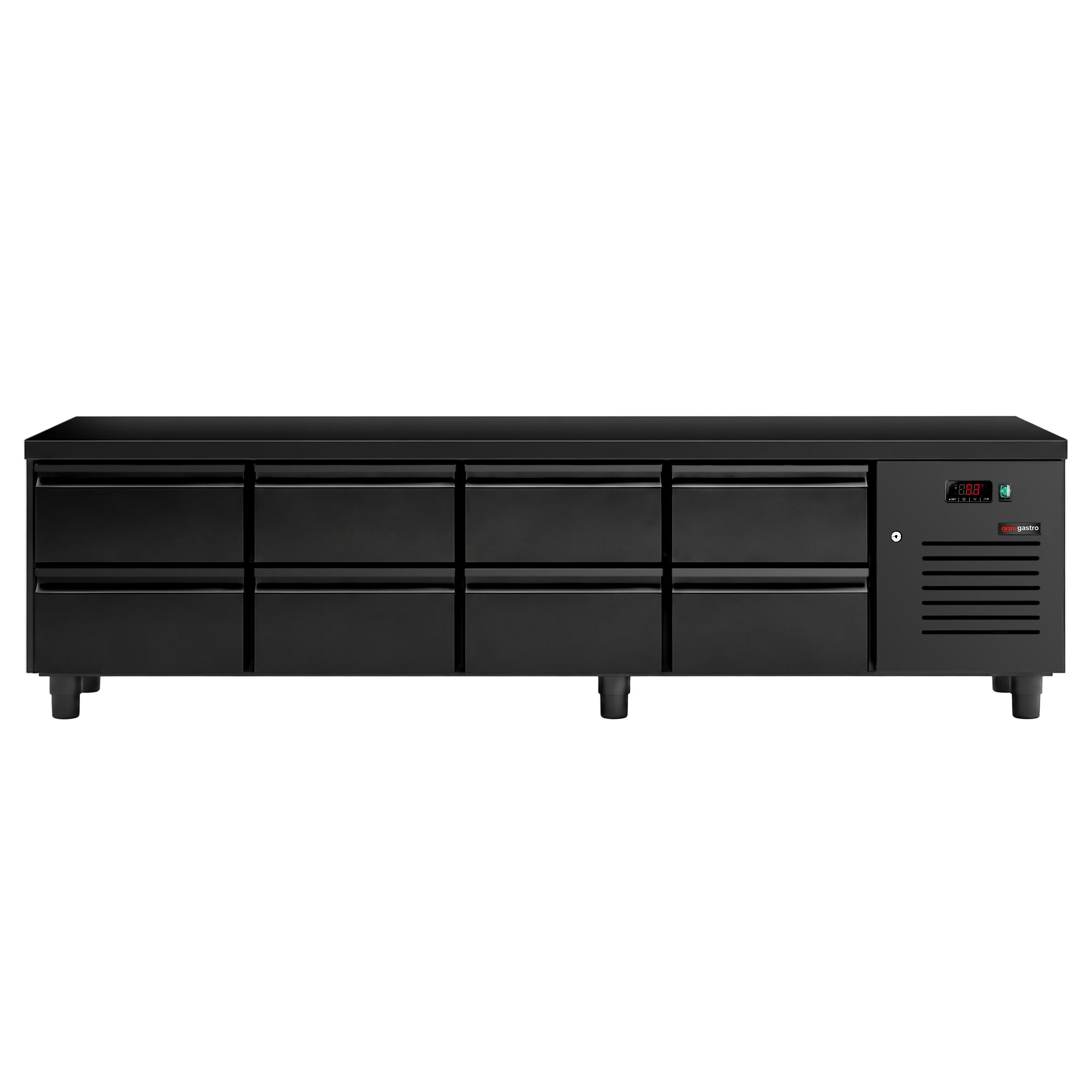 Meuble bas réfrigéré - 2400mm - 386 litres - 8x GN 1/1 tiroirs - noir mat