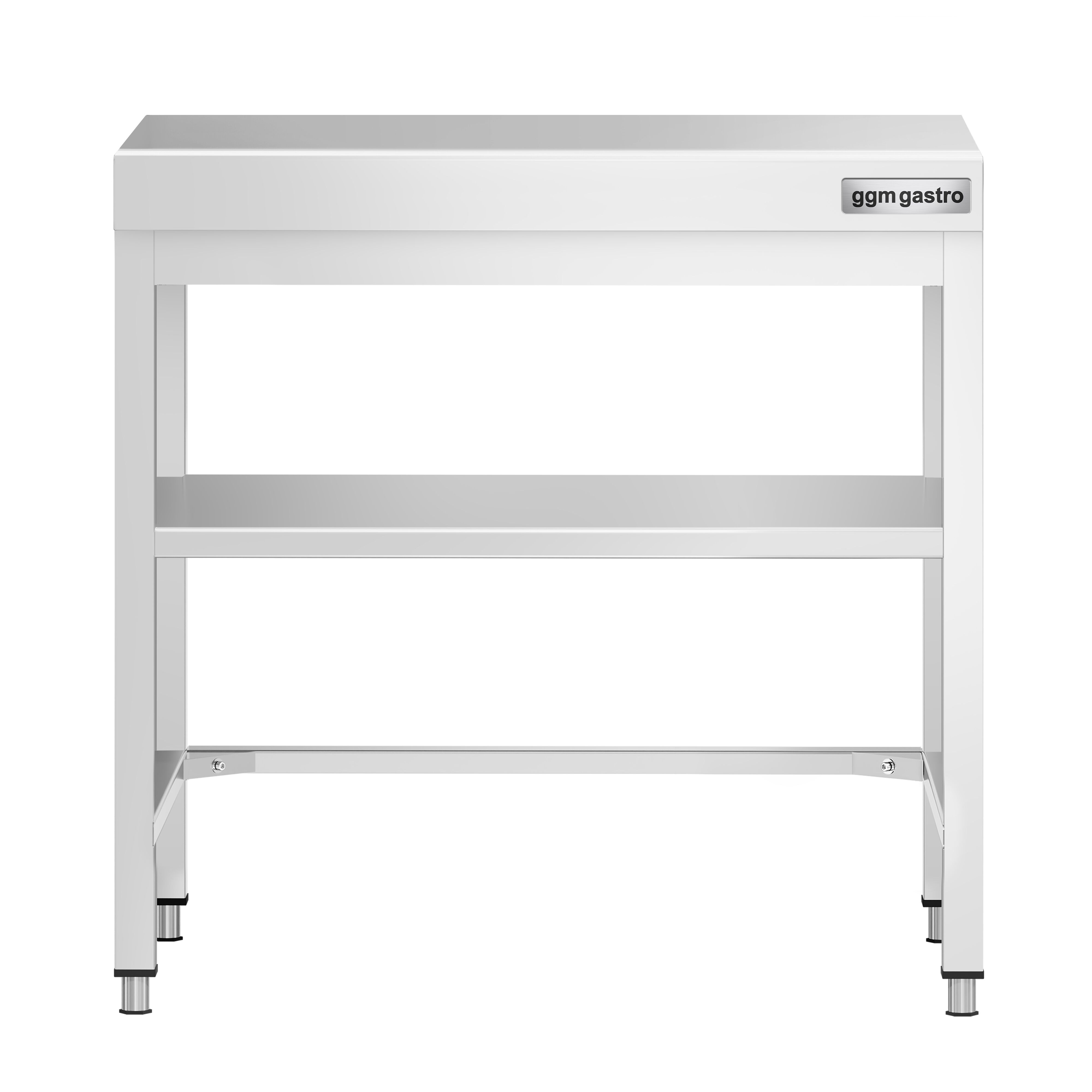 Table de travail en inox PREMIUM – 600x600 mm – avec tablette inférieure et renforts