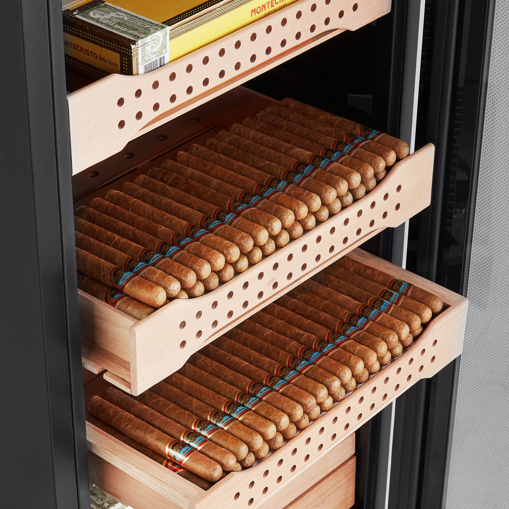 Armoire à Cigares Humidor avec Capteur d'Empreintes Digitales & Application de Contrôle - 113 Litres - pour 850 Cigares - 4 Tiroirs