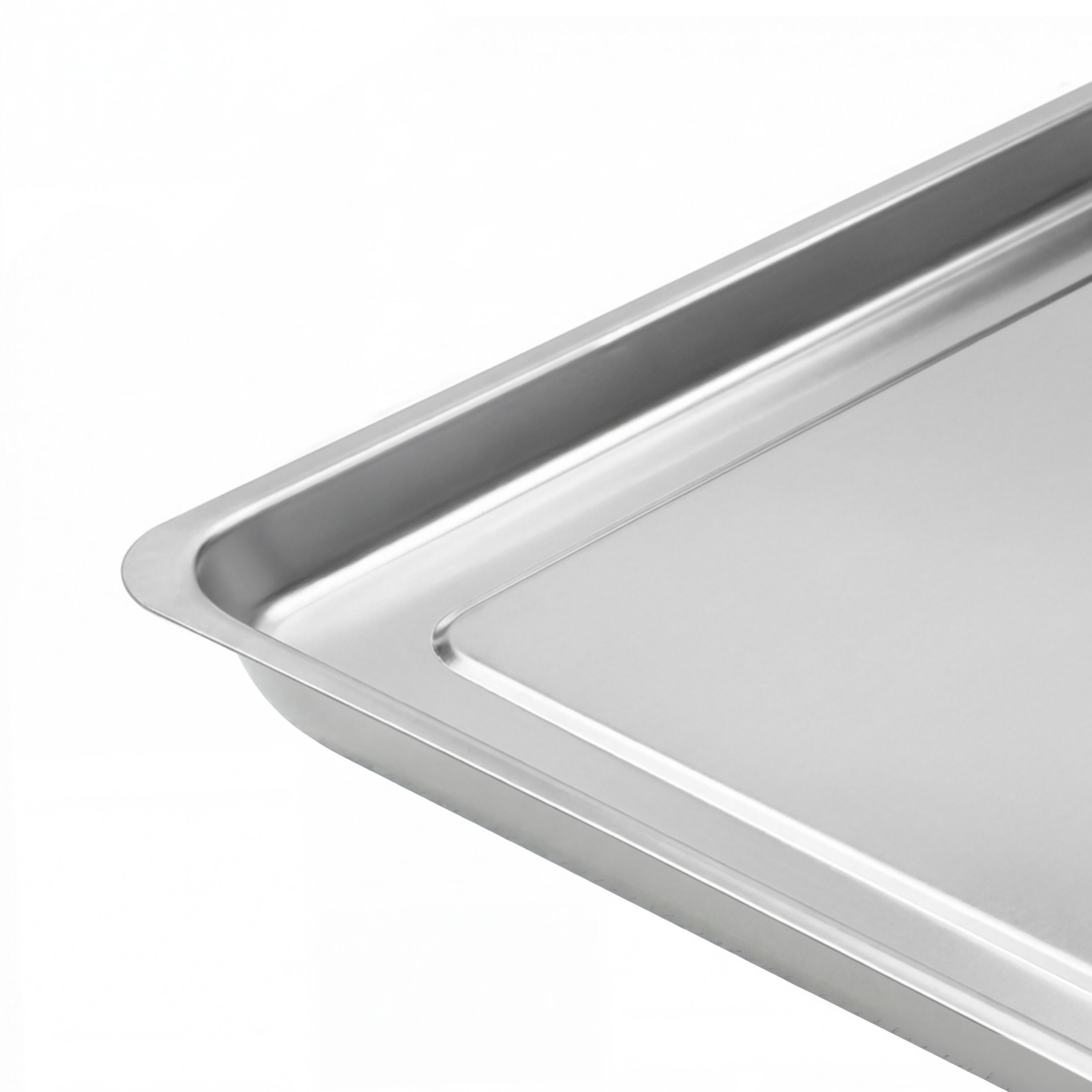 Plateau de service avec rebord - Acier inoxydable - avec rebord - rectangulaire - 820x270x20mm