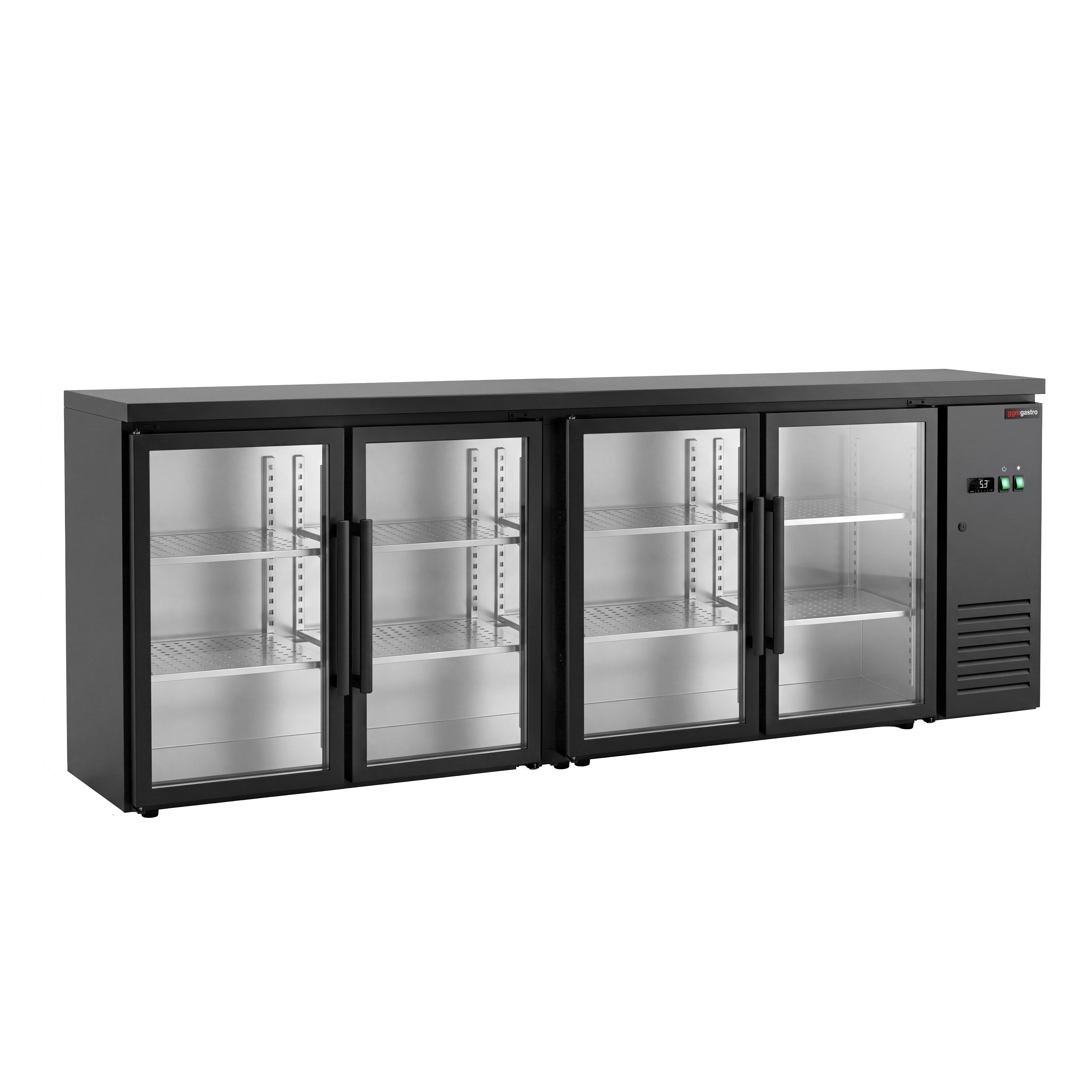 Commercial Back Bar Cooler ECO – 2540 mm – with 4 Glass Doors – with RGB LED Lighting