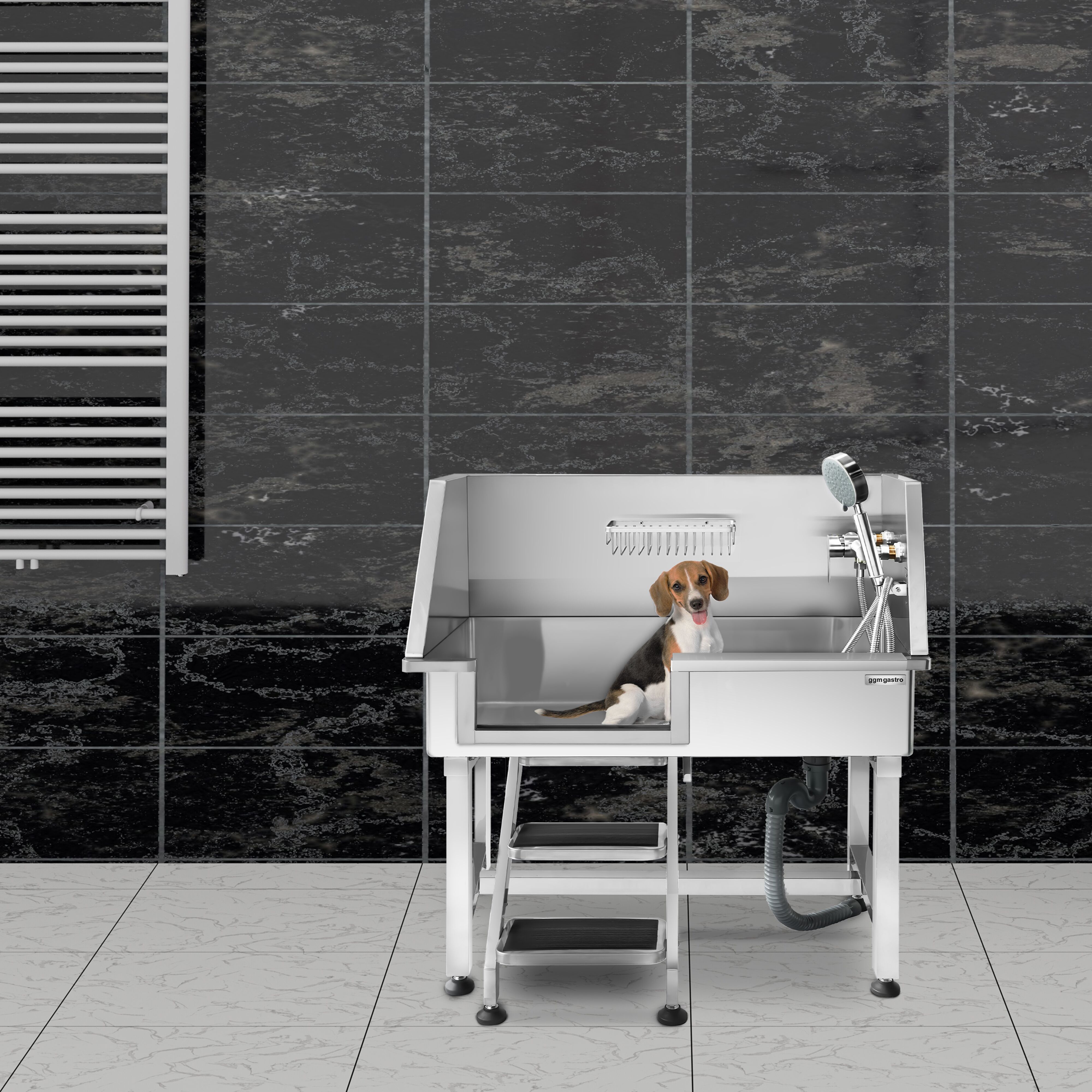 Dog Bath - with Steps, Taps and Mixers & anti-slip mat