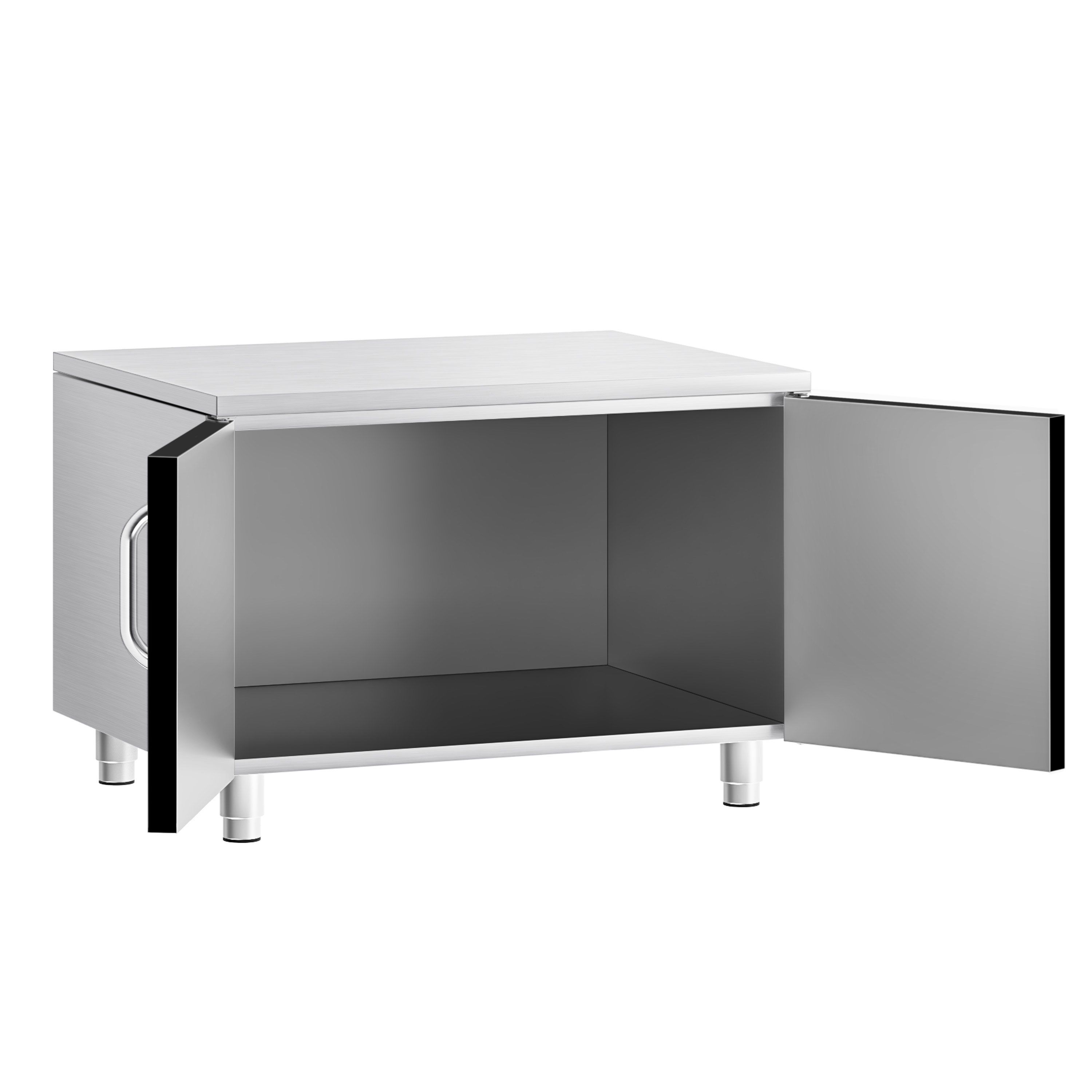 Stainless Steel Undercounter Cabinet - 800x620x587mm - Black doors - 2 doors
