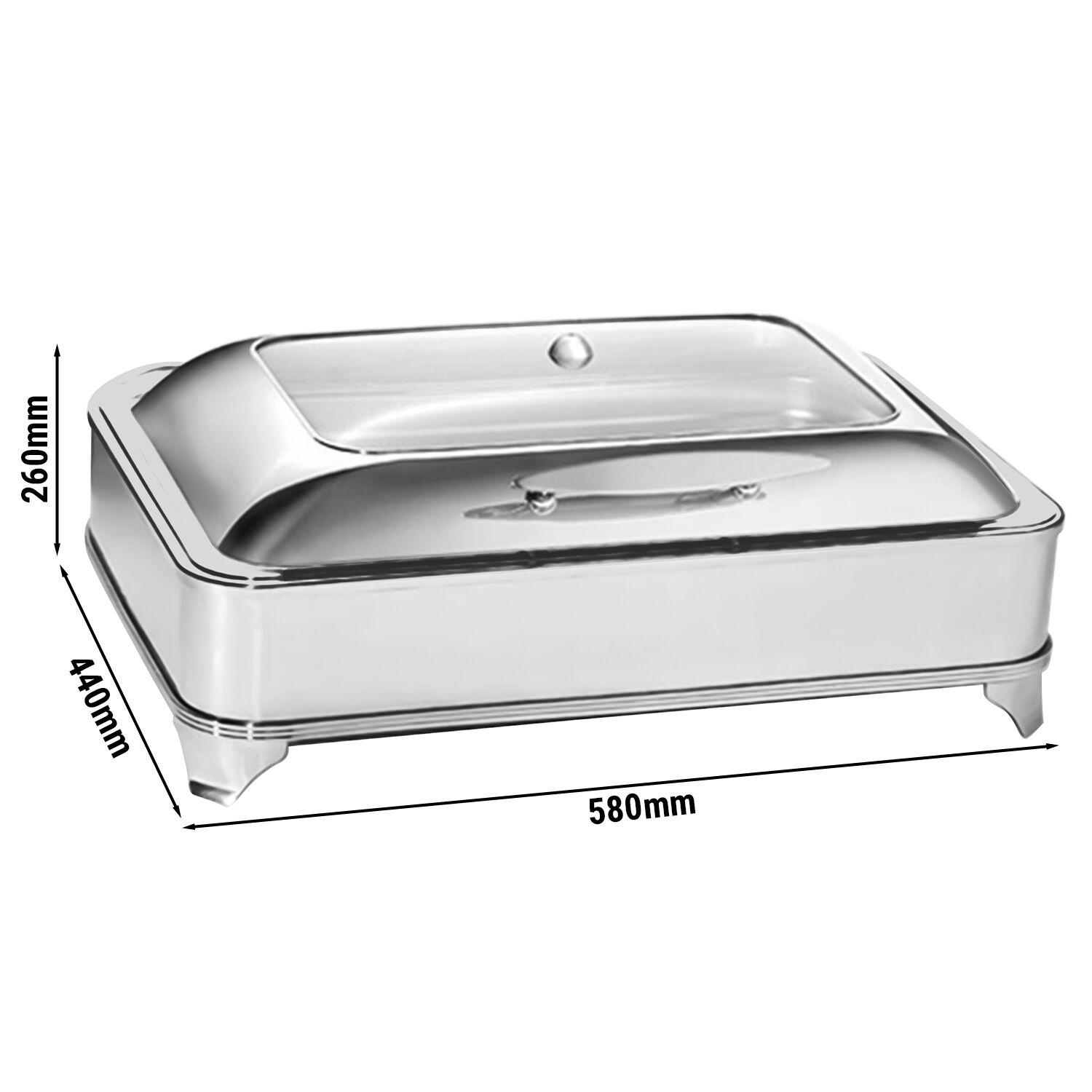Chafing dish - GN 1/1 - avec couvercle en verre à fermeture douce (Soft-Close)