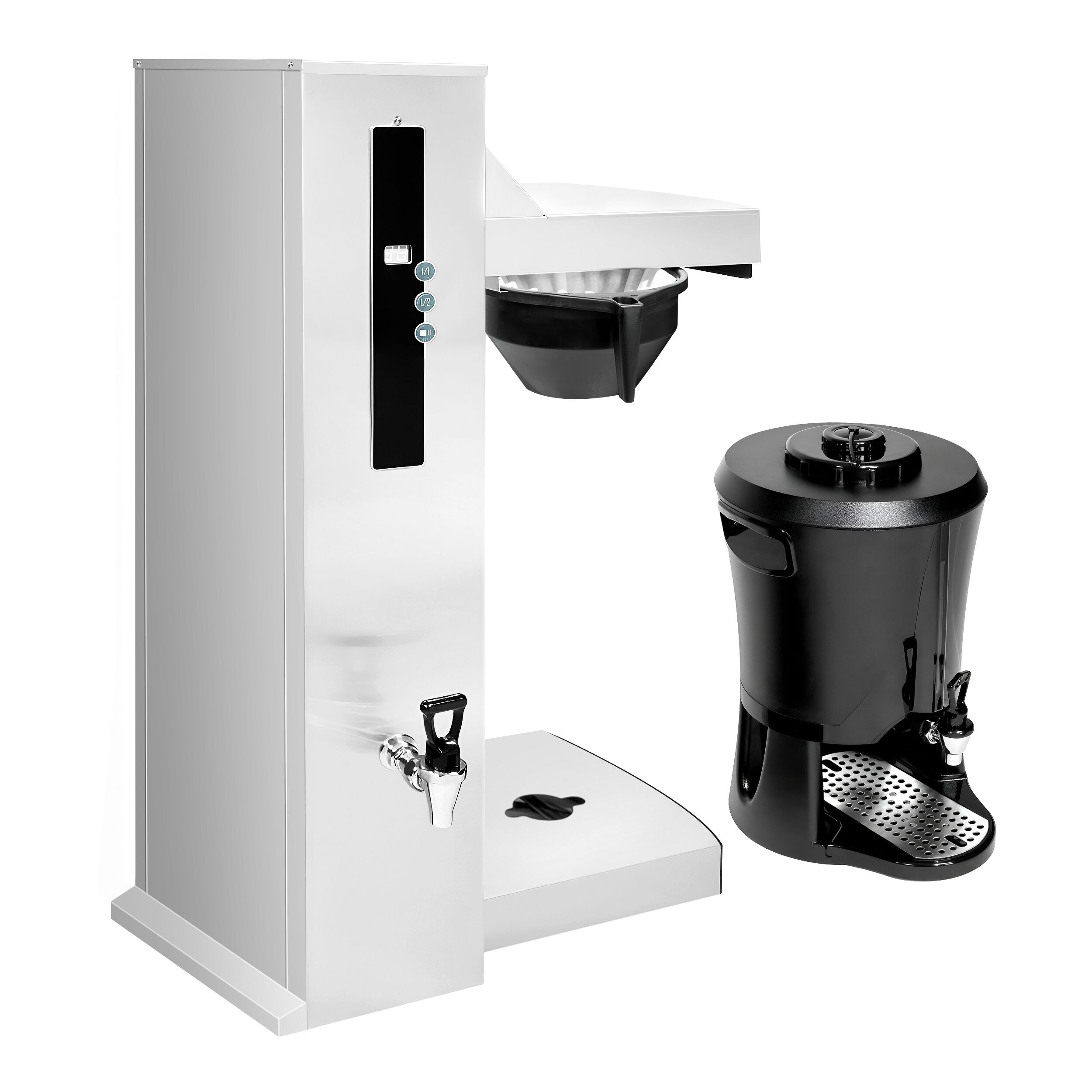 Commercial Bulk Coffee Brewer - 5L - 4.5 kW - with direct water connection & hot water tap - incl. thermal container