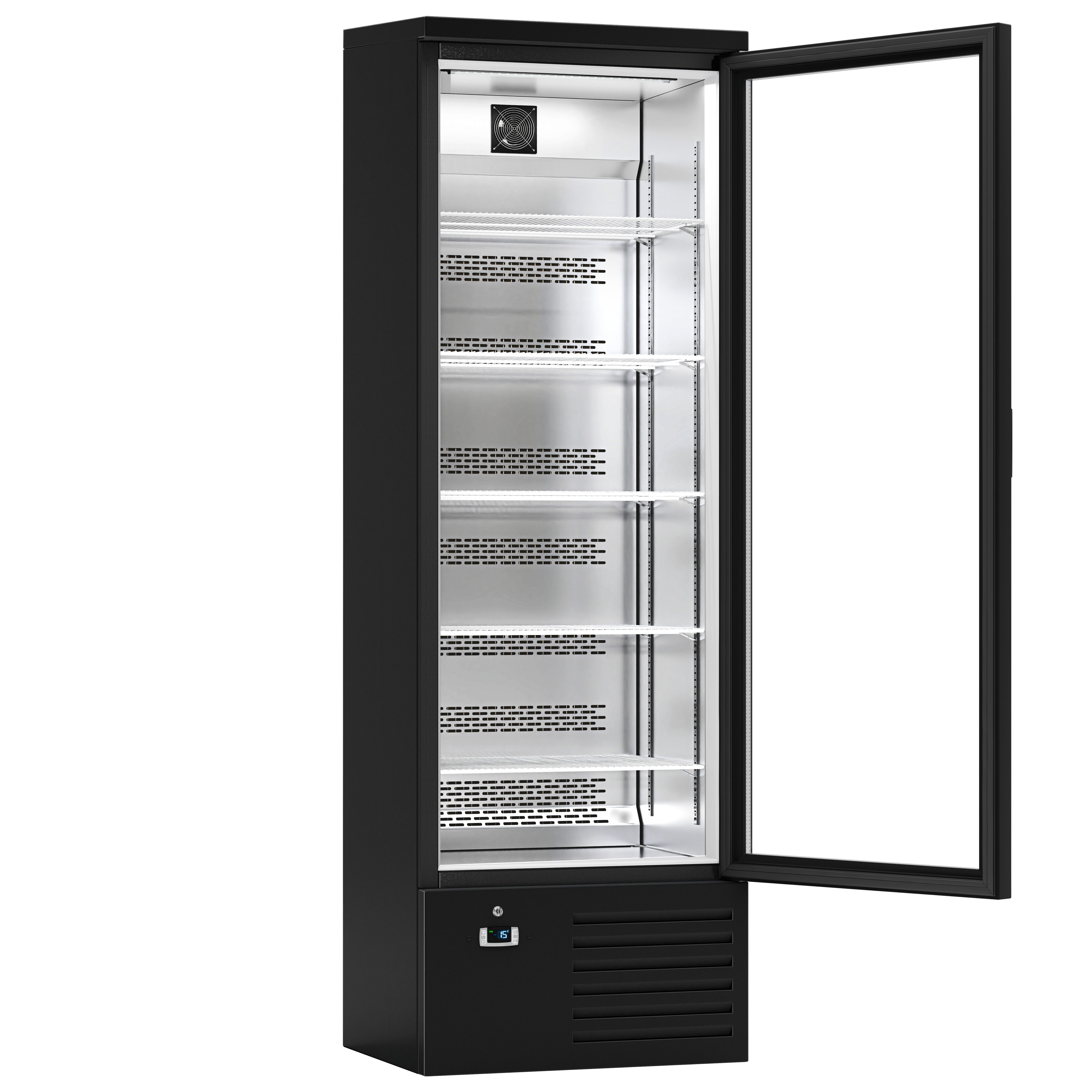 Vitrine réfrigérée à boissons - 600mm - 280 L - 1 porte vitrée - Noir - +4 à +12 °C