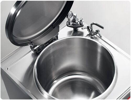 Marmite électrique de cuisson - 55 litres - 9 kW - chauffage indirect - avec arrivée d’eau et robinet de vidange