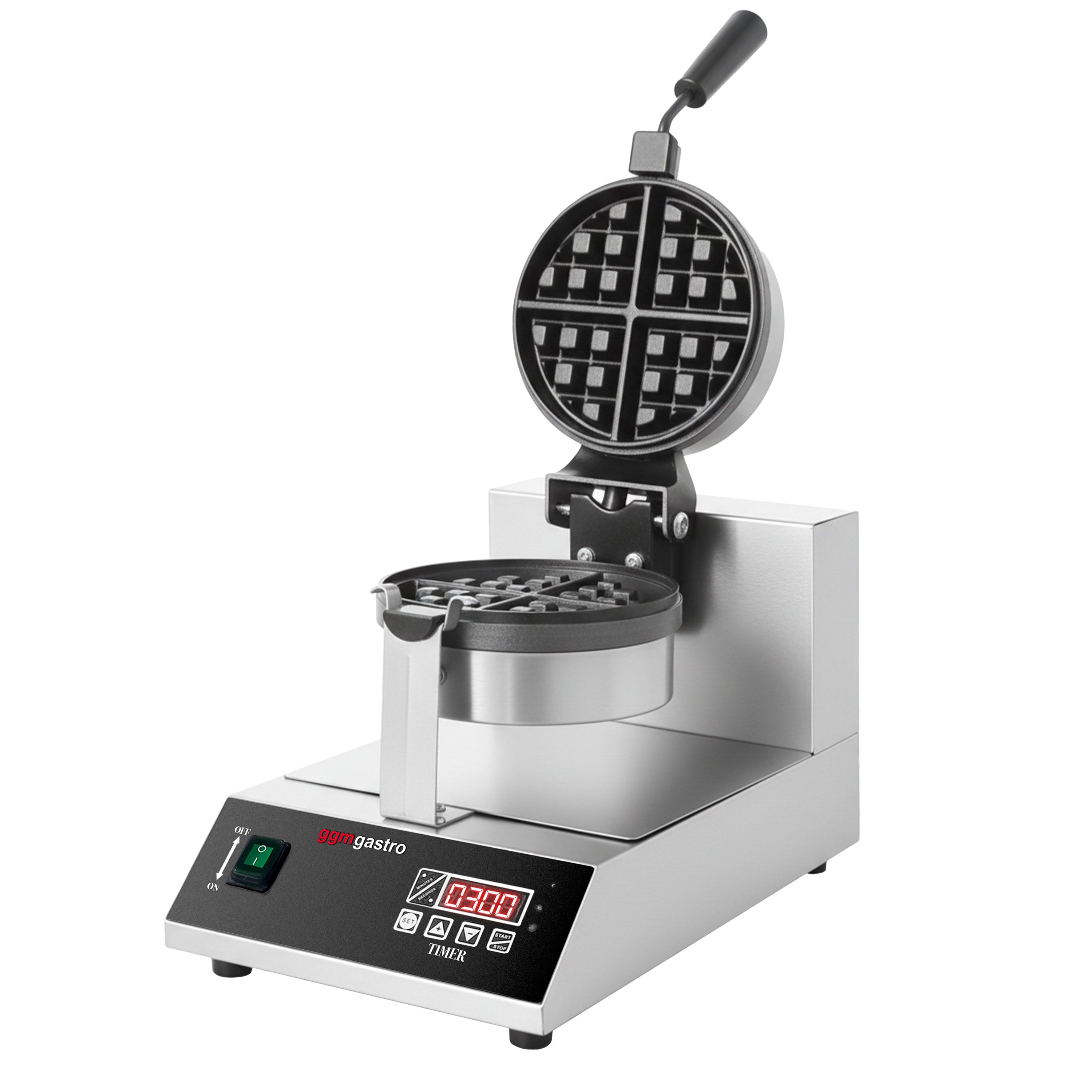 Gaufrier – simple – digital – 1,3 kW – Forme : rond – avec surface de cuisson rotative à 180° & affichage de la température