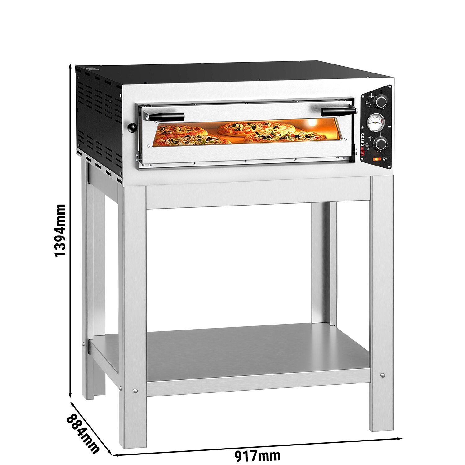 Four à pizza électrique – 4 x 30 cm – Manuel – incl. support inférieur