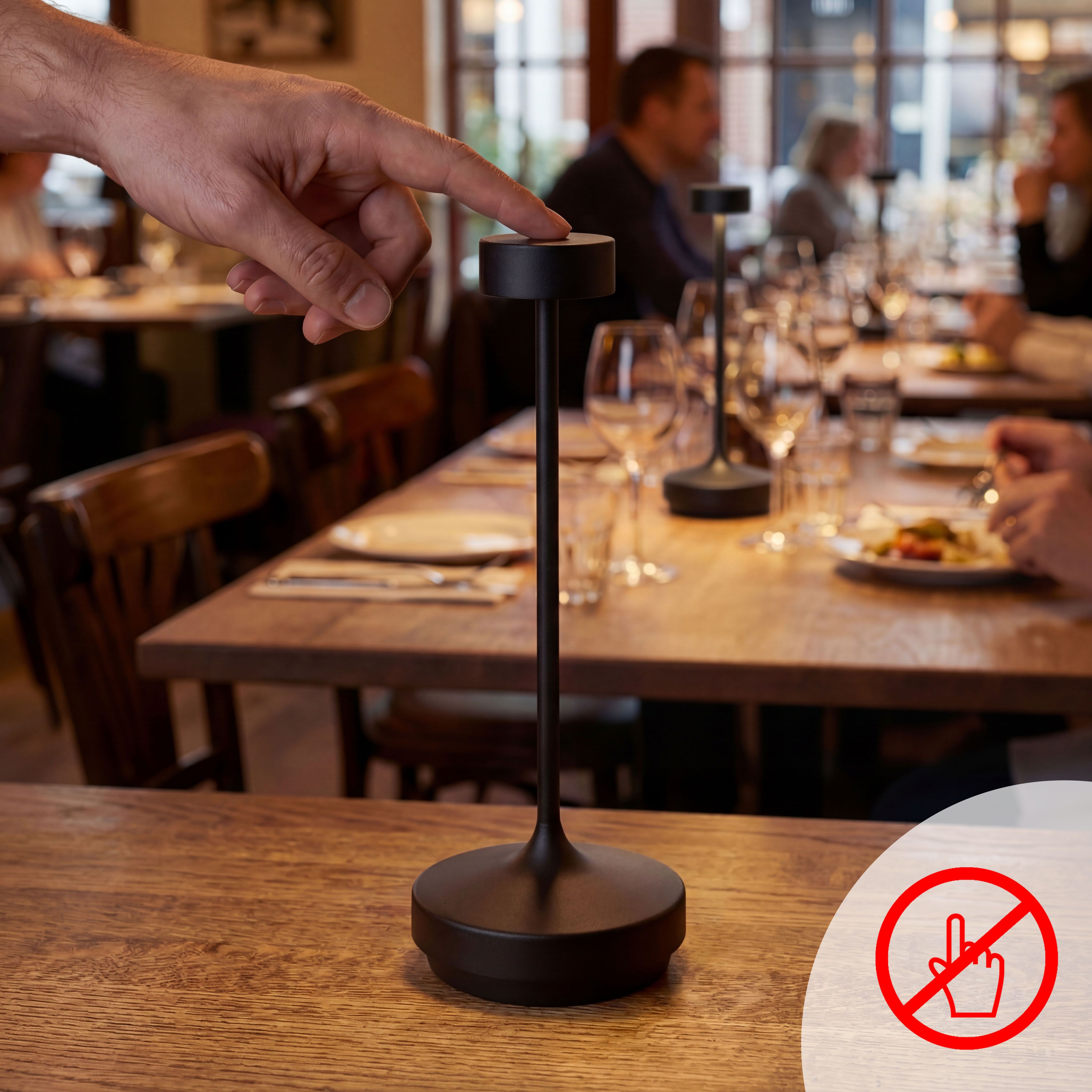 (4 pièces) Lampe de table – NISSRIN – dimmable en 3 niveaux – Ø 80 mm – Noir