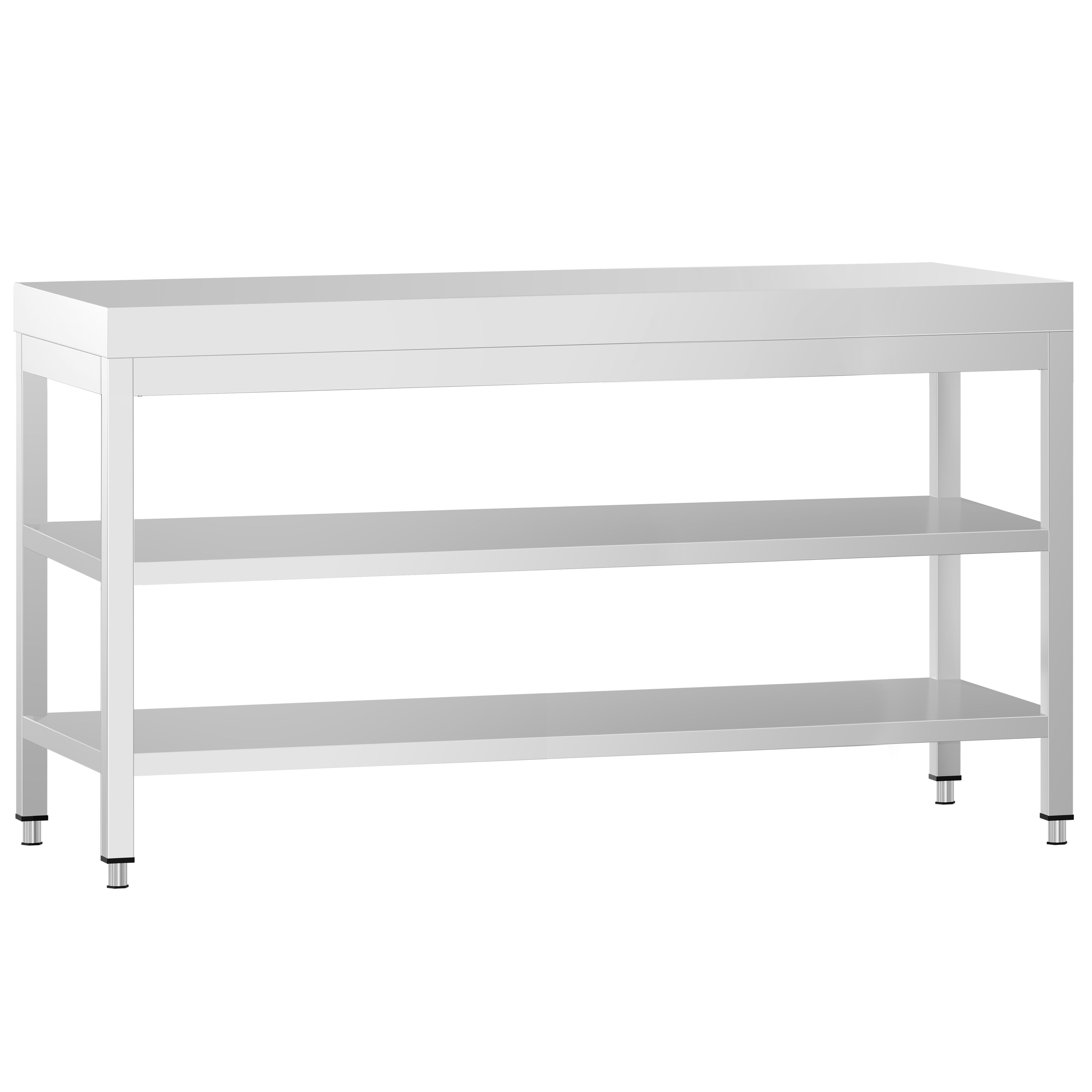 Table de travail inox PREMIUM - 1800 x 700 mm - avec tablette inférieure & Tablette intermédiaire