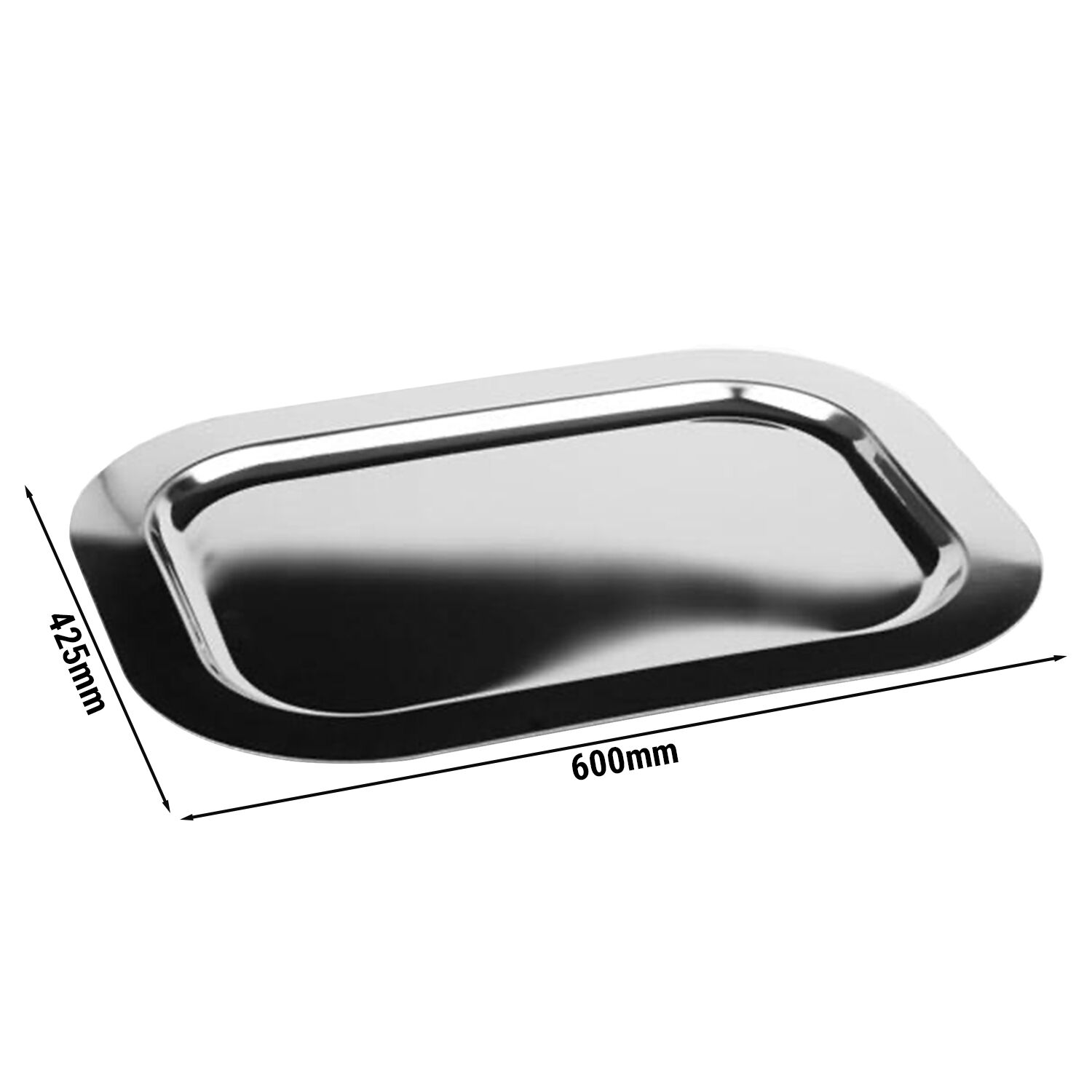 (6 pcs) Serving Tray - FINESSE - Stainless Steel - 600x425mm - Height: 14mm