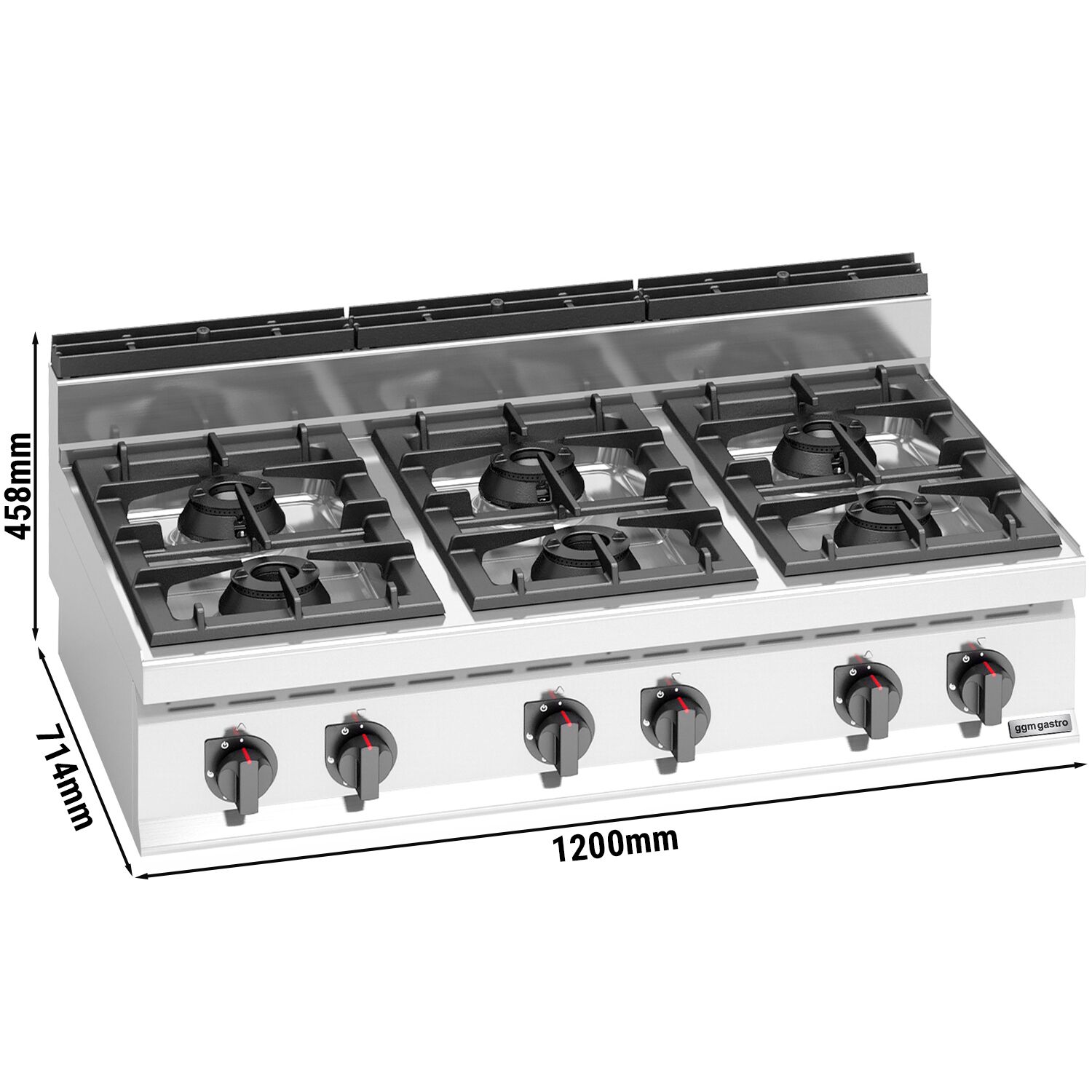 Fourneau à gaz – 42 kW – 6 brûleurs – modèle haute performance