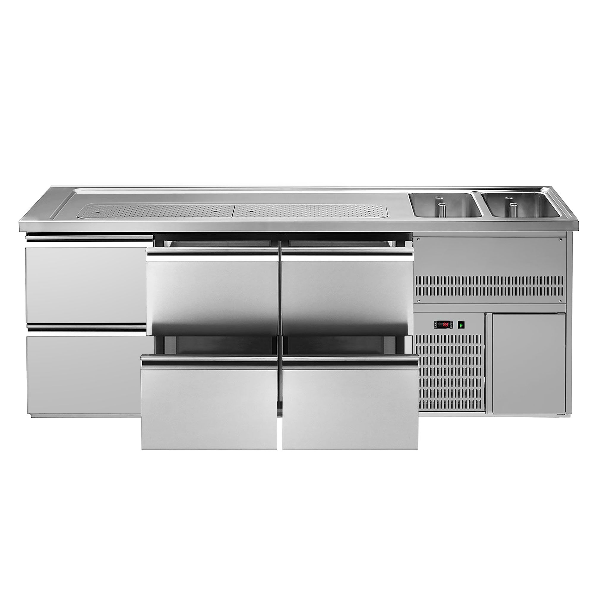Comptoir de bar réfrigéré Premium PLUS - 2500x700mm - 6 tiroirs