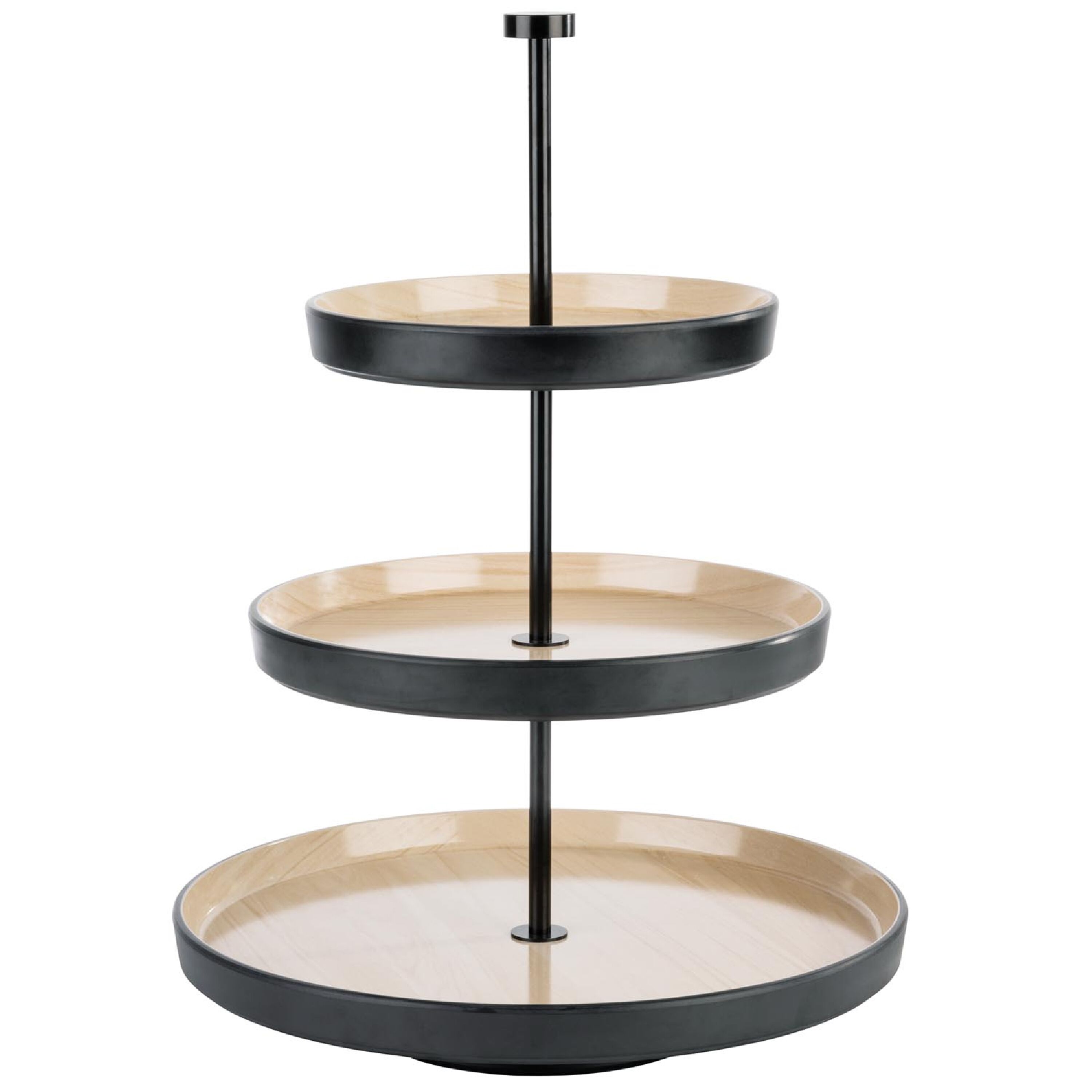 Présentoir buffet - FRIDA - 3 niveaux - rond - Acier inoxydable, Mélamine - Beige, Noir