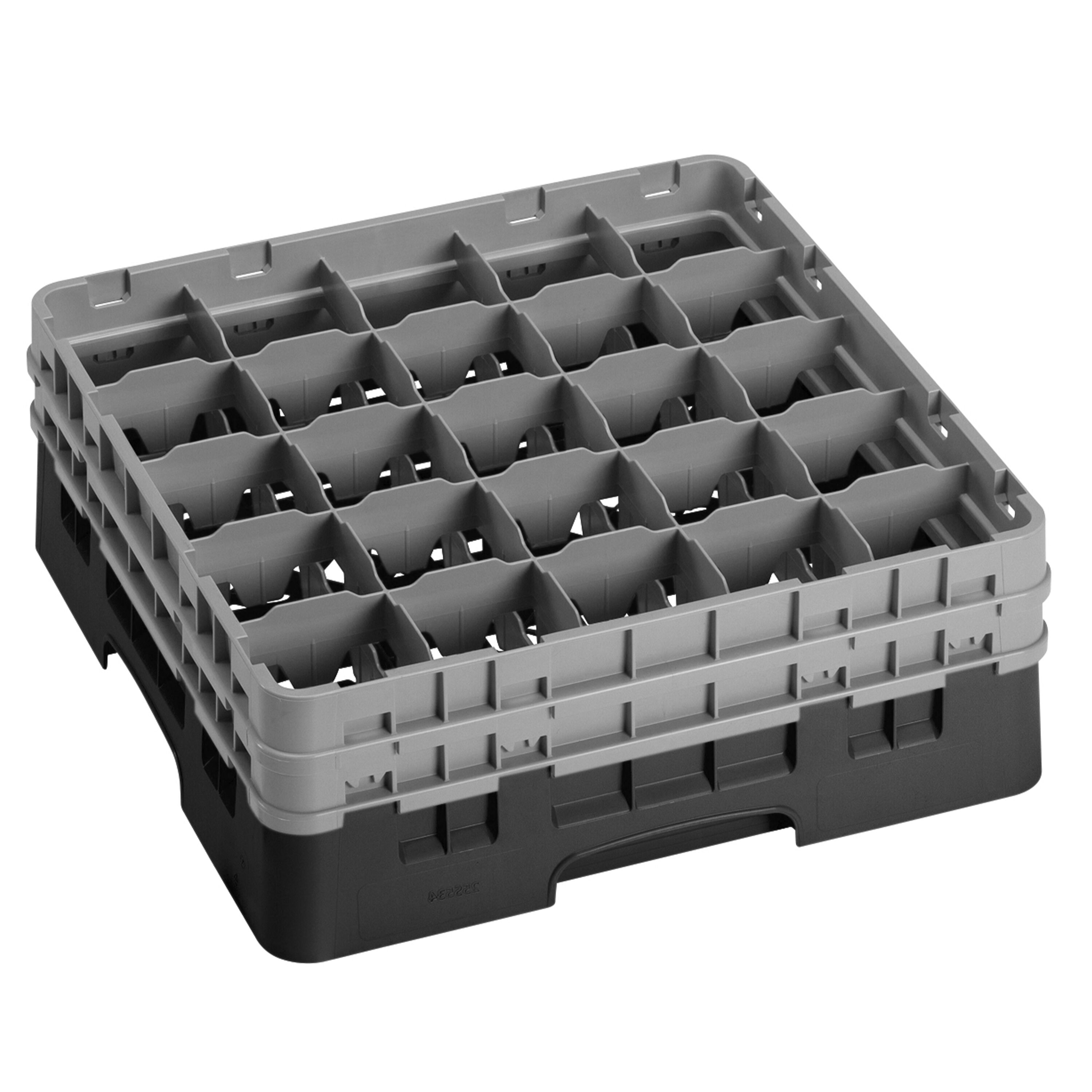 CAMBRO | CAMRACK® - Glazenwasmand 1/1 - 25 vakken - met 2 verlengstukken - 500x500mm - Zwart