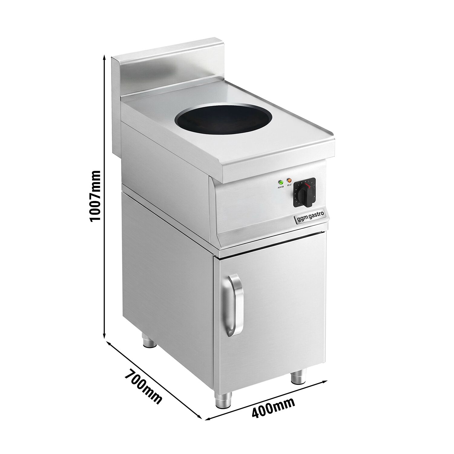 Wok à induction - 3,5 kW - incl. soubassement avec 1 porte