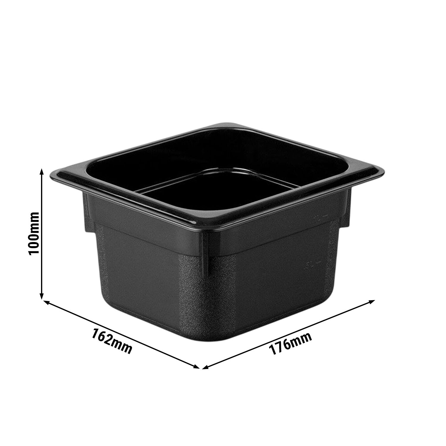 (6 pièces) Bac en Polycarbonate GN 1/6 - Noir - Hauteur : 100 mm