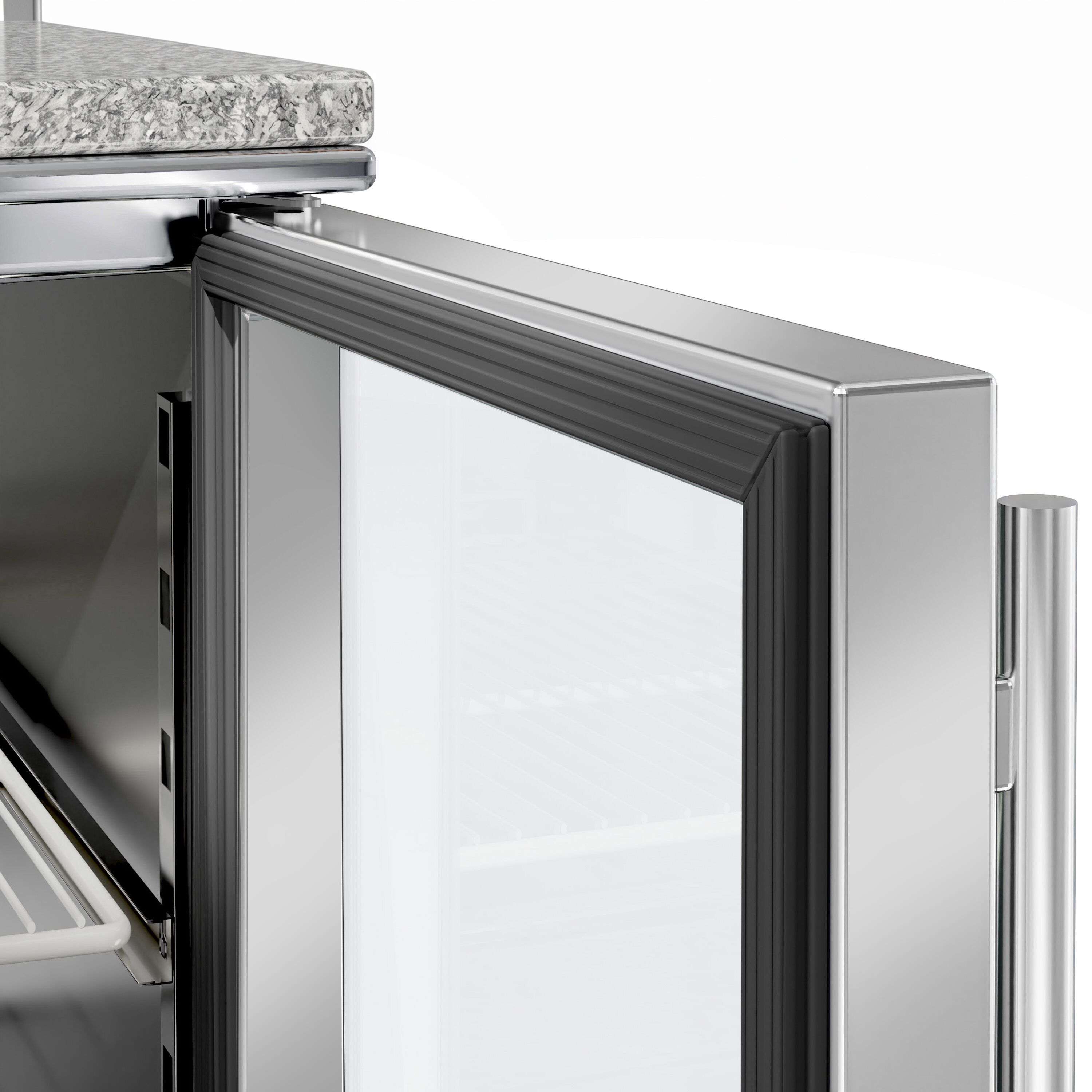 Saladette réfrigérée PREMIUM - 900mm - 240L - 2 portes vitrées - avec vitrine de comptoir pour 5x GN 1/6 - Pour FR